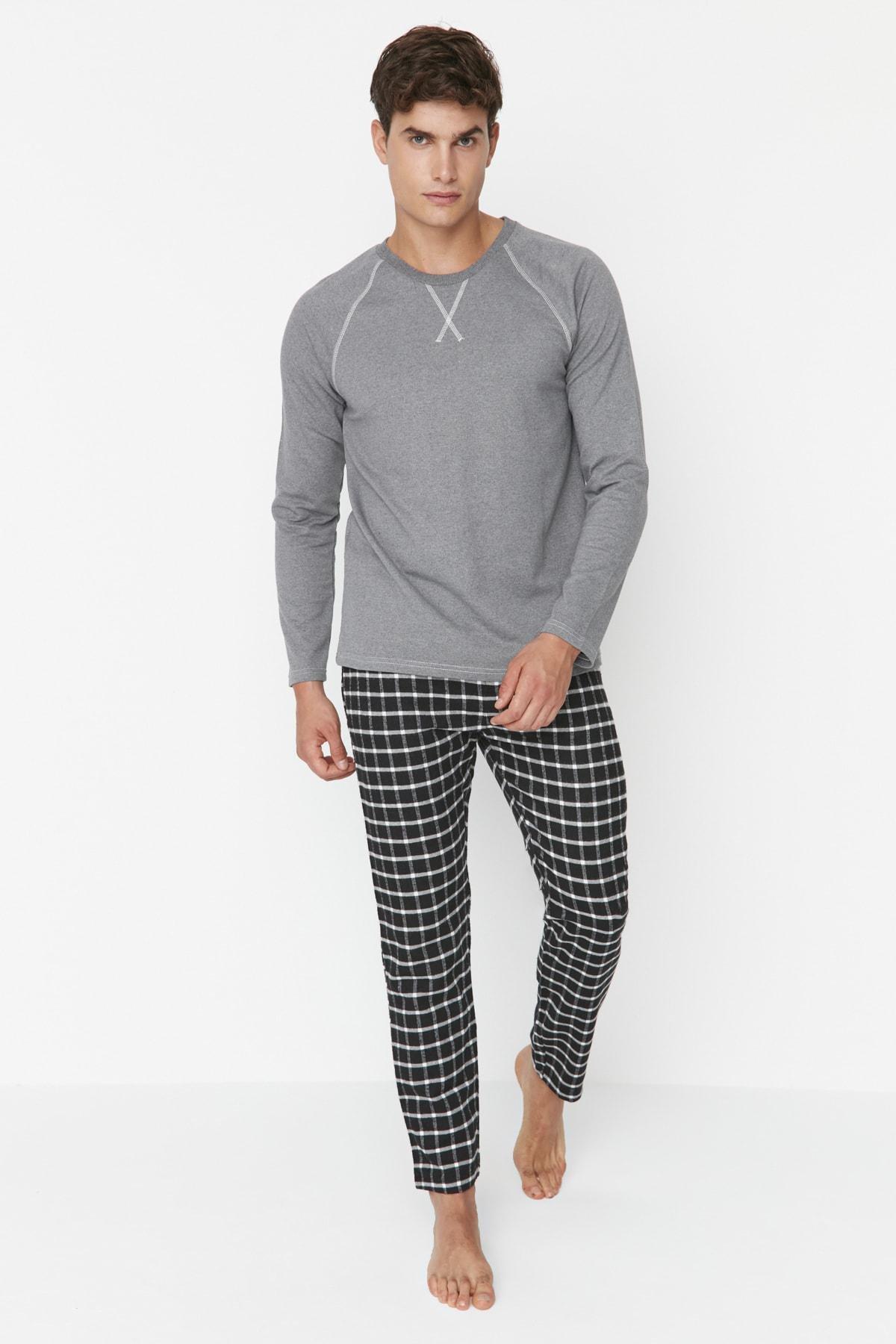 Trendyol - Grey Mid Waist Pajama Set