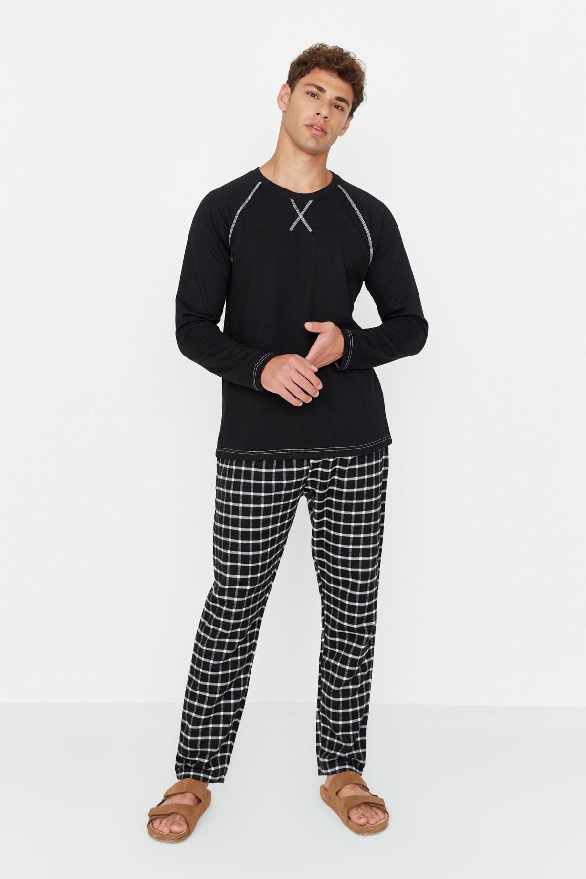 Black Plain Pajama Set, , large image number 0