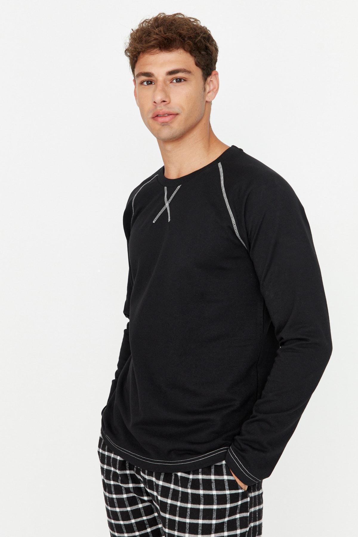 Black Plain Pajama Set, , large image number 2