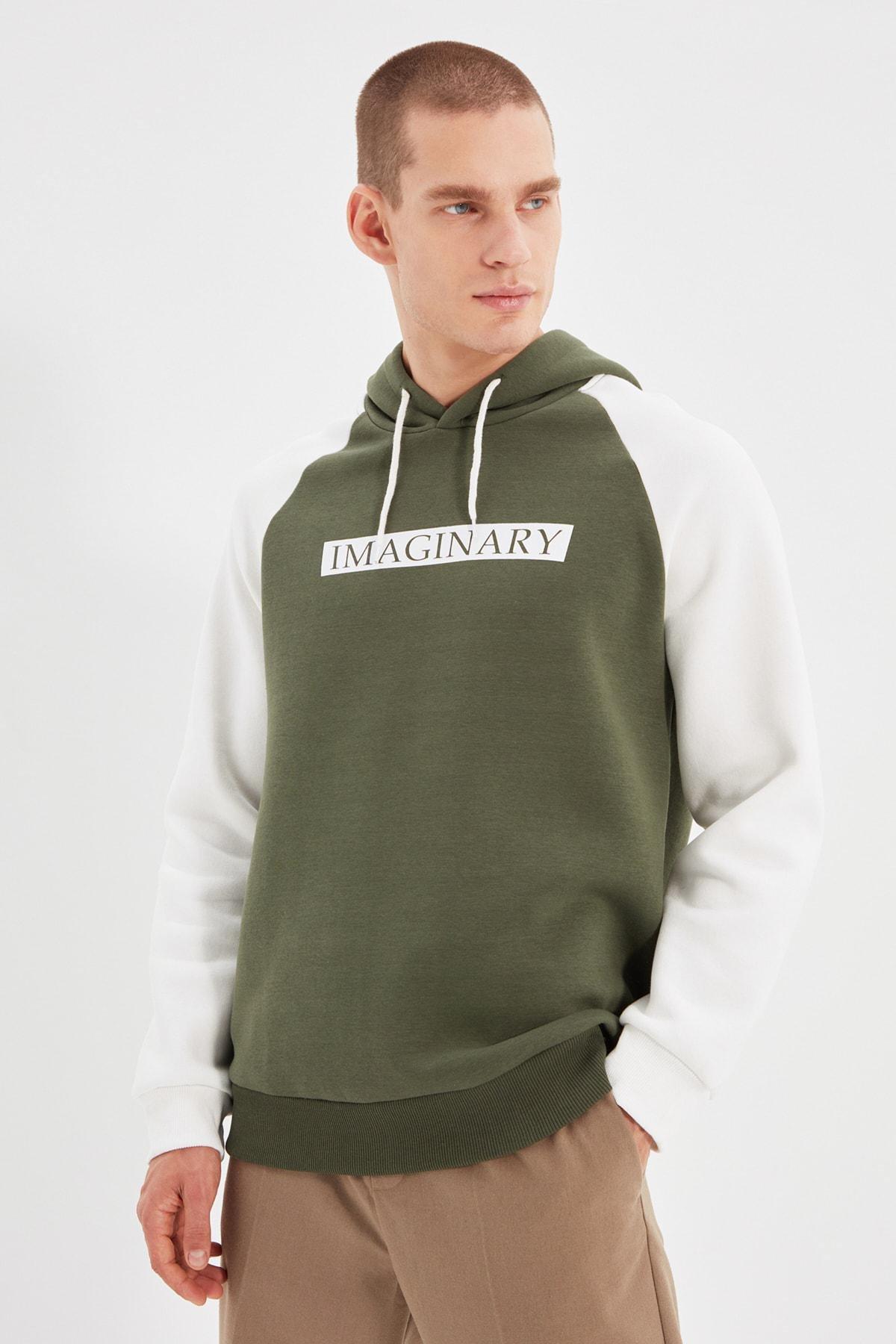 Khaki Hooded Sweatshirt, , large image number 1