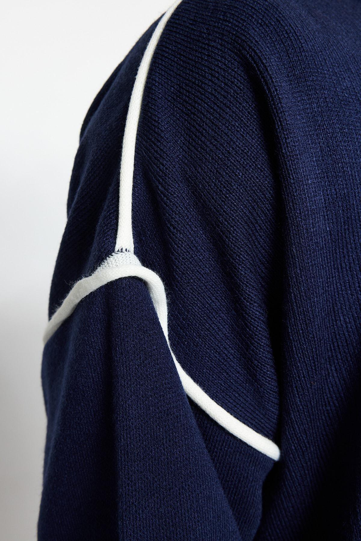 Navy Crew Neck Oversized Sweater, , large image number 3