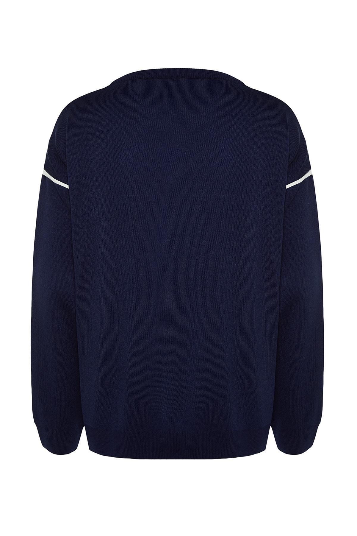 Navy Crew Neck Oversized Sweater, , large image number 8