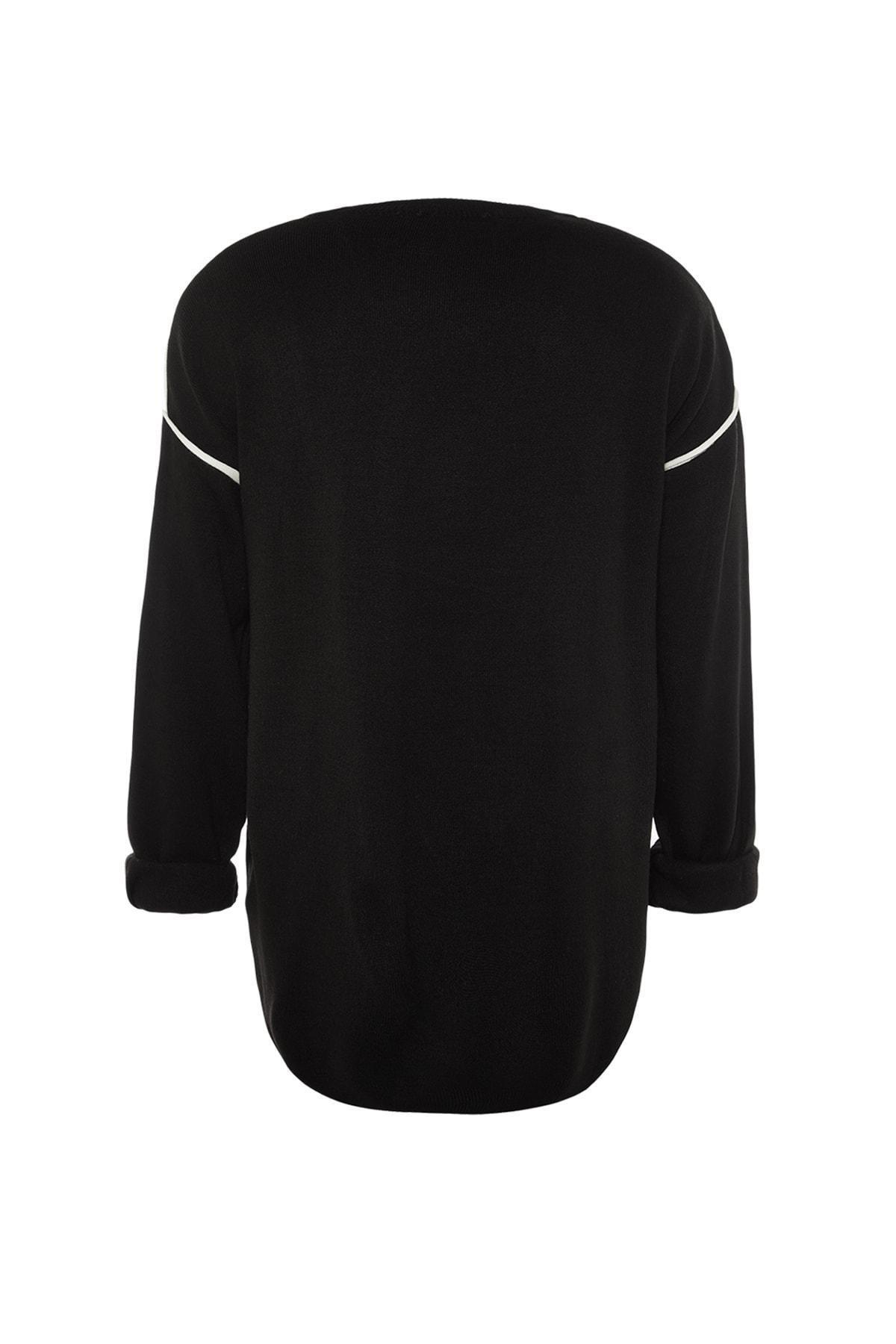 Black Oversize Crew Neck Sweater, Black, large image number 7