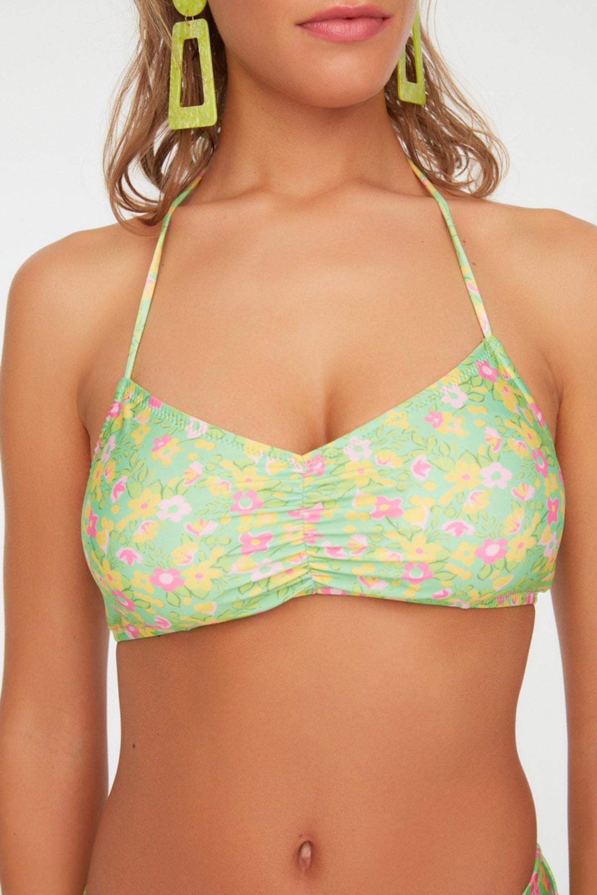 Trendyol - Multicolour Plain Bikini Top