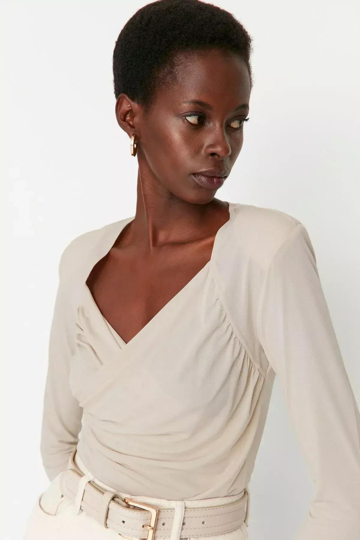 Beige Cache-Coeur Bodysuit, Beige, large image number 3