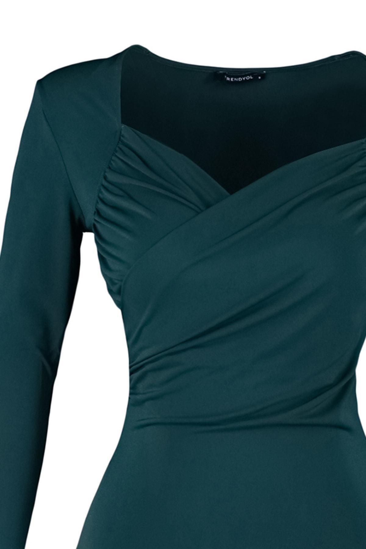 Green V-Neck Bodysuit, Green, large image number 6