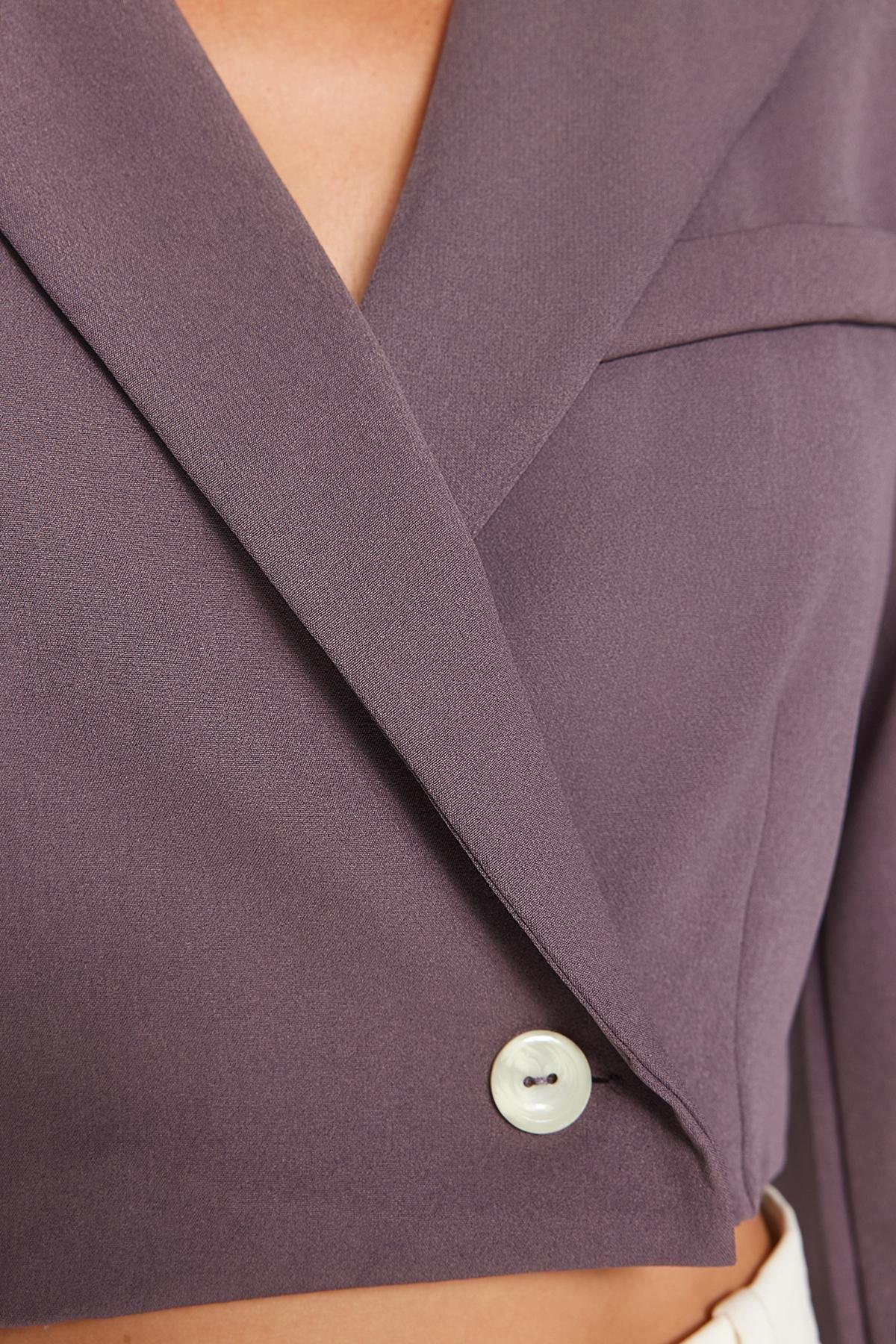 Grey Crop Woven Blazer Jacket, , large image number 4