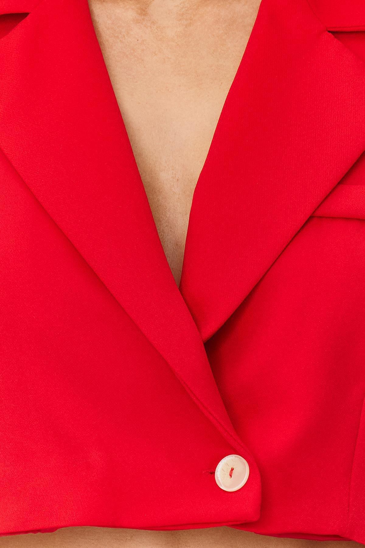 Red Crop Woven Lined Jacket, , large image number 3