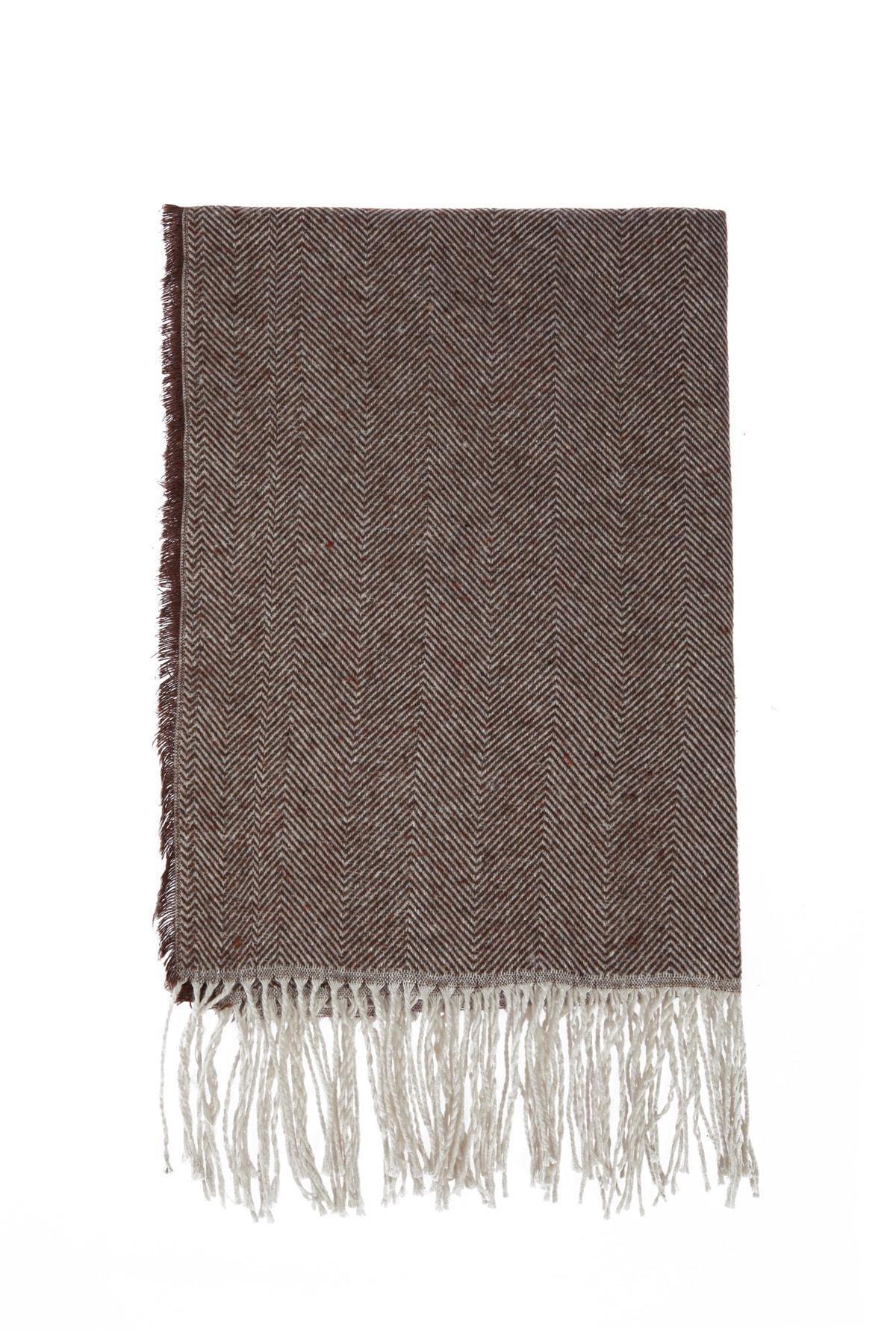 Brown Soft Textured Winter Scarf, Brown, large image number 9