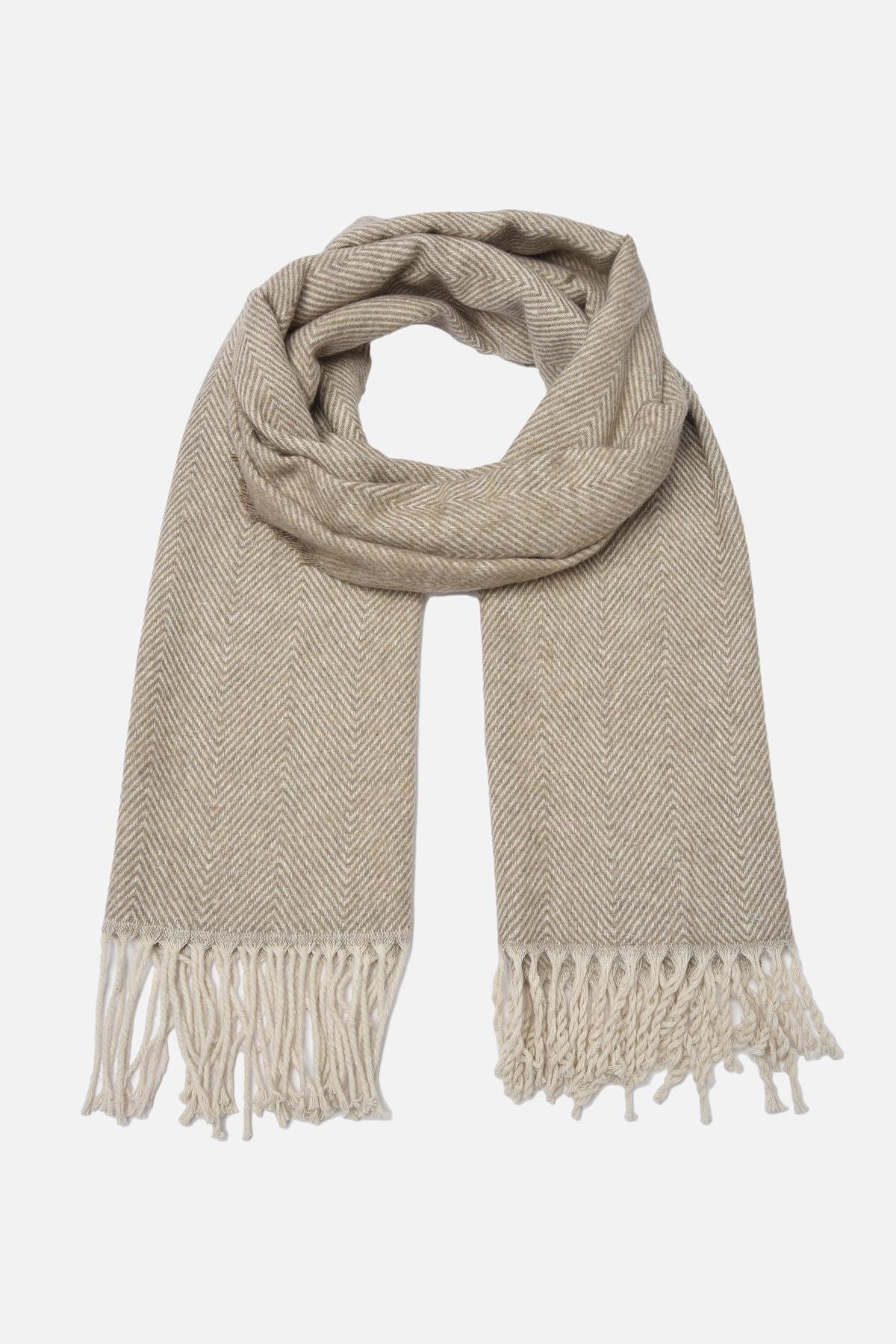 Brown Soft Textured Winter Scarf, Brown, large image number 10