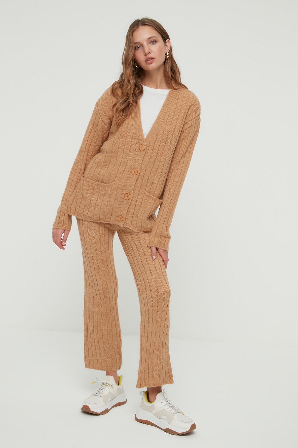 Brown Oversize Knit Co-Ord Set, Brown, large image number 0