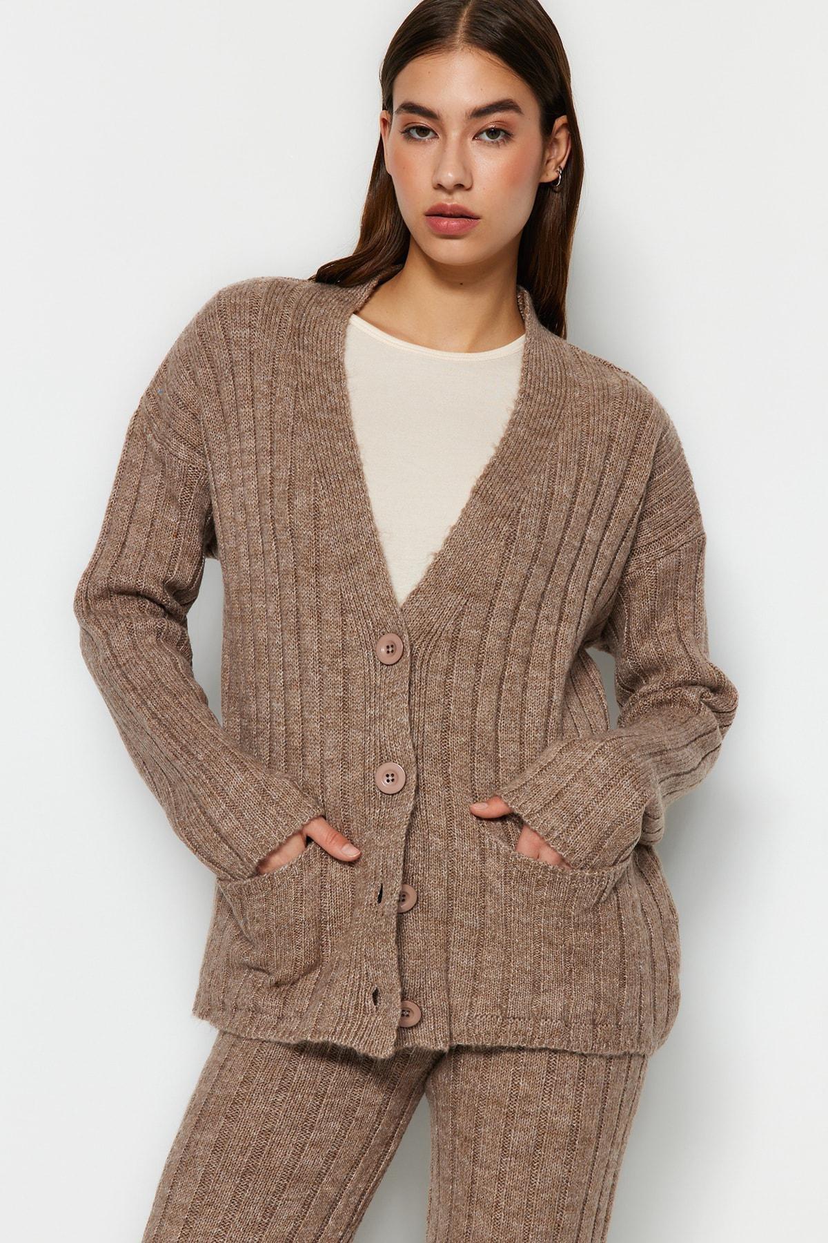 Brown Oversize Knit Co-Ord Set, Brown, large image number 2