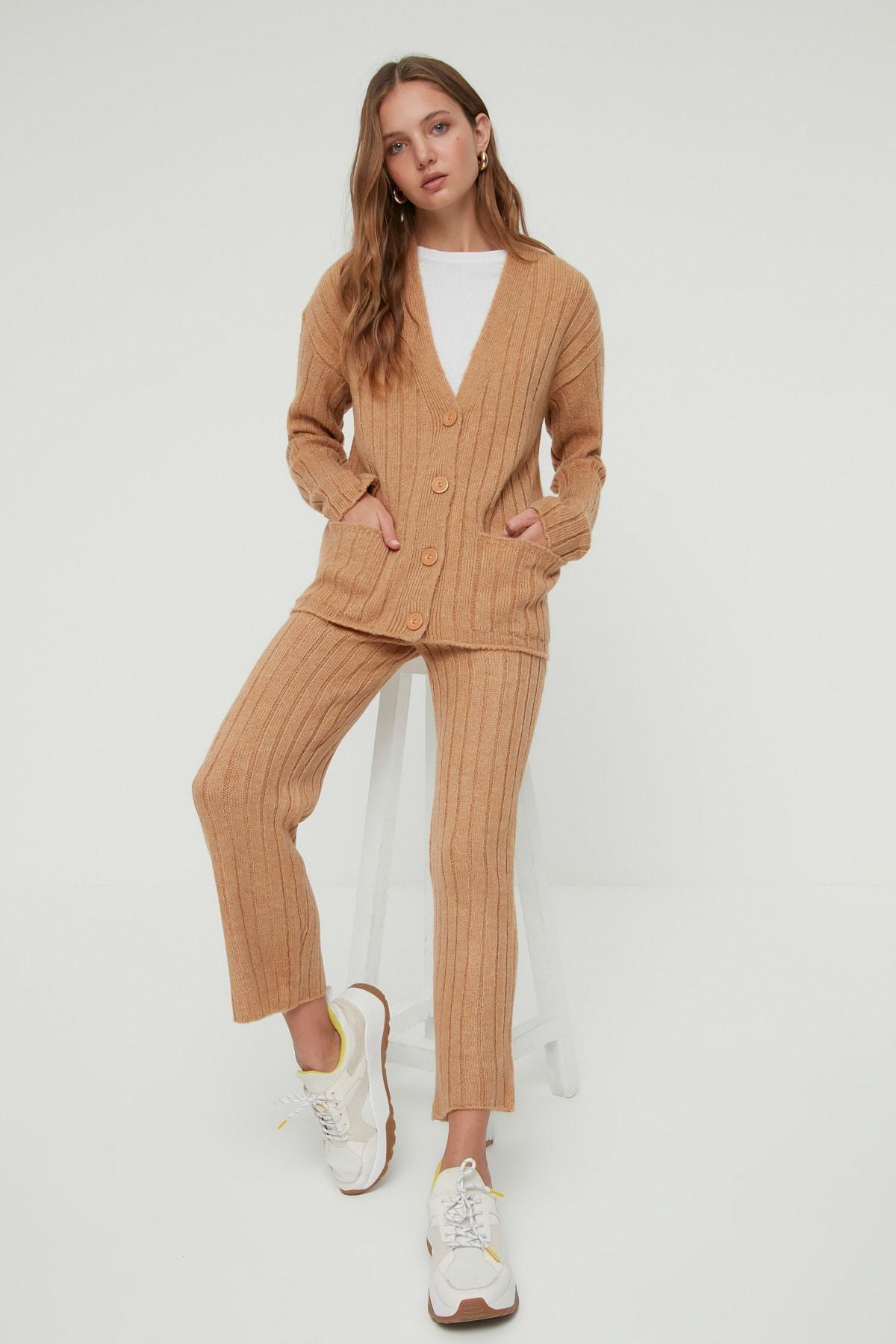 Brown Oversize Knit Co-Ord Set, Brown, large image number 3