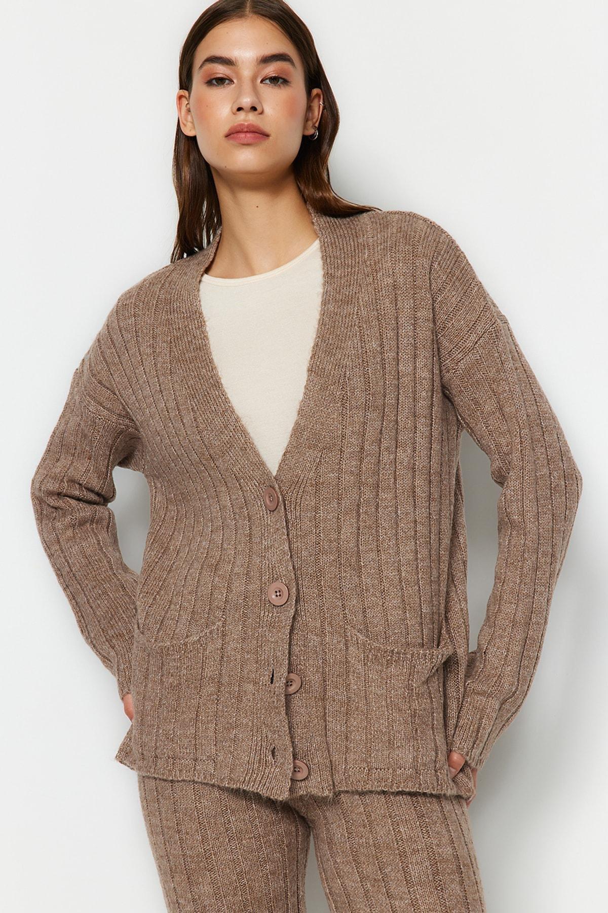 Brown Oversize Knit Co-Ord Set, Brown, large image number 6