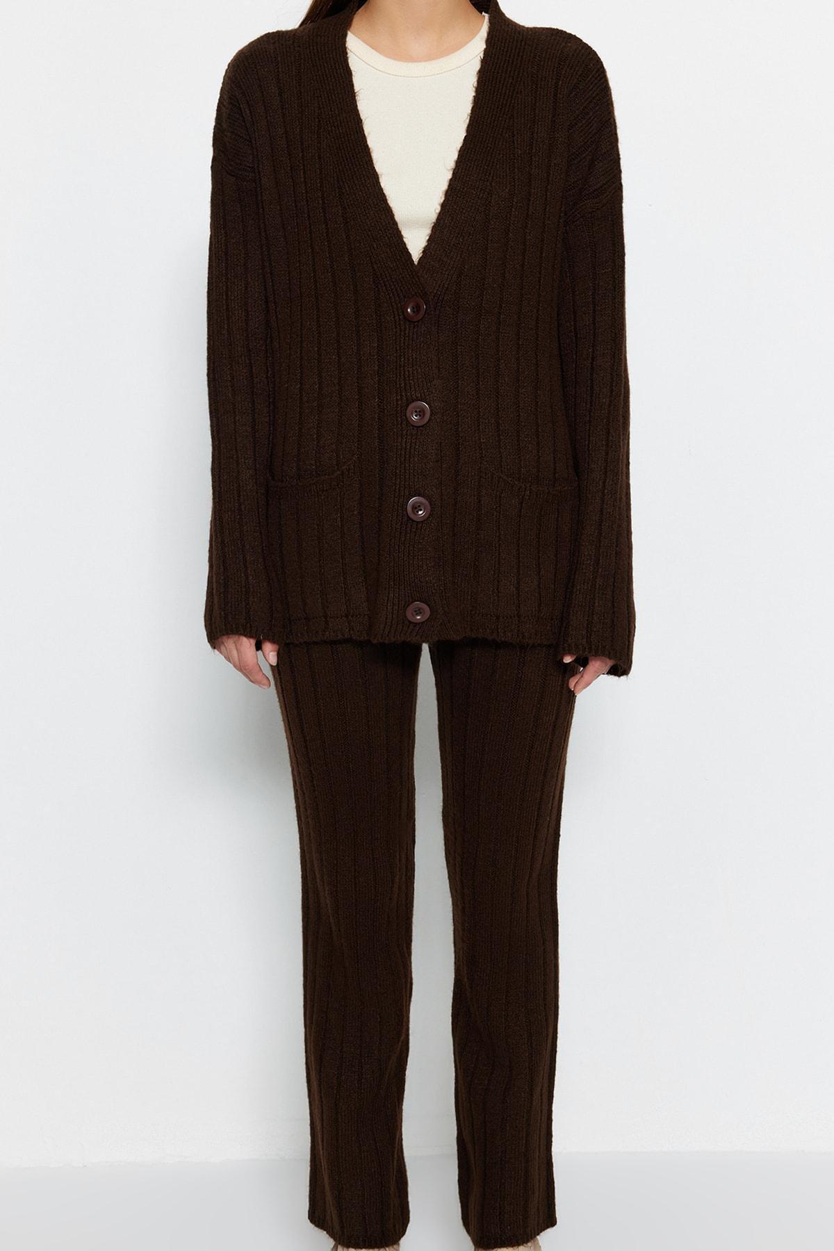 Brown Oversize Knit Co-Ord Set, Brown, large image number 13