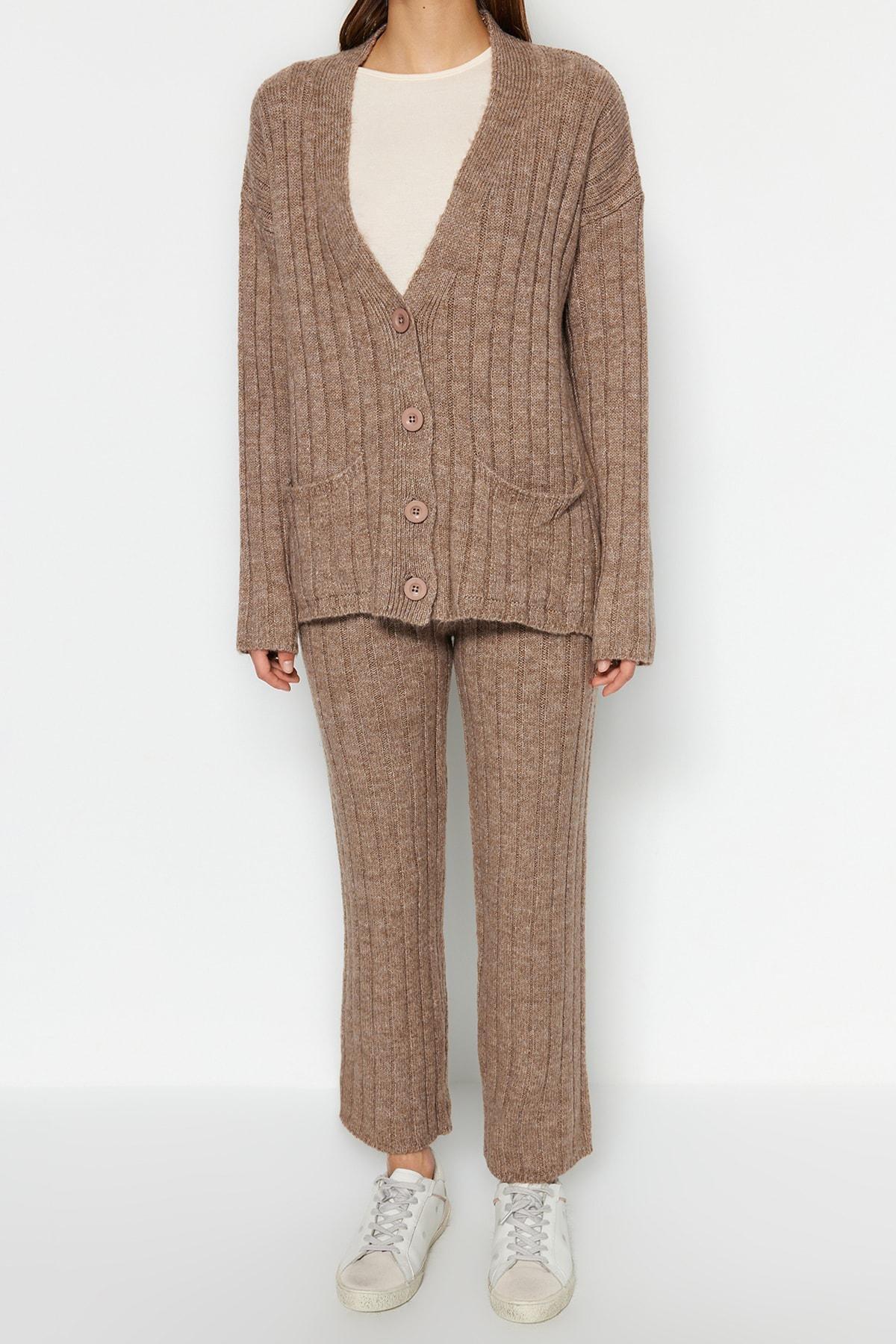 Brown Oversize Knit Co-Ord Set, Brown, large image number 14