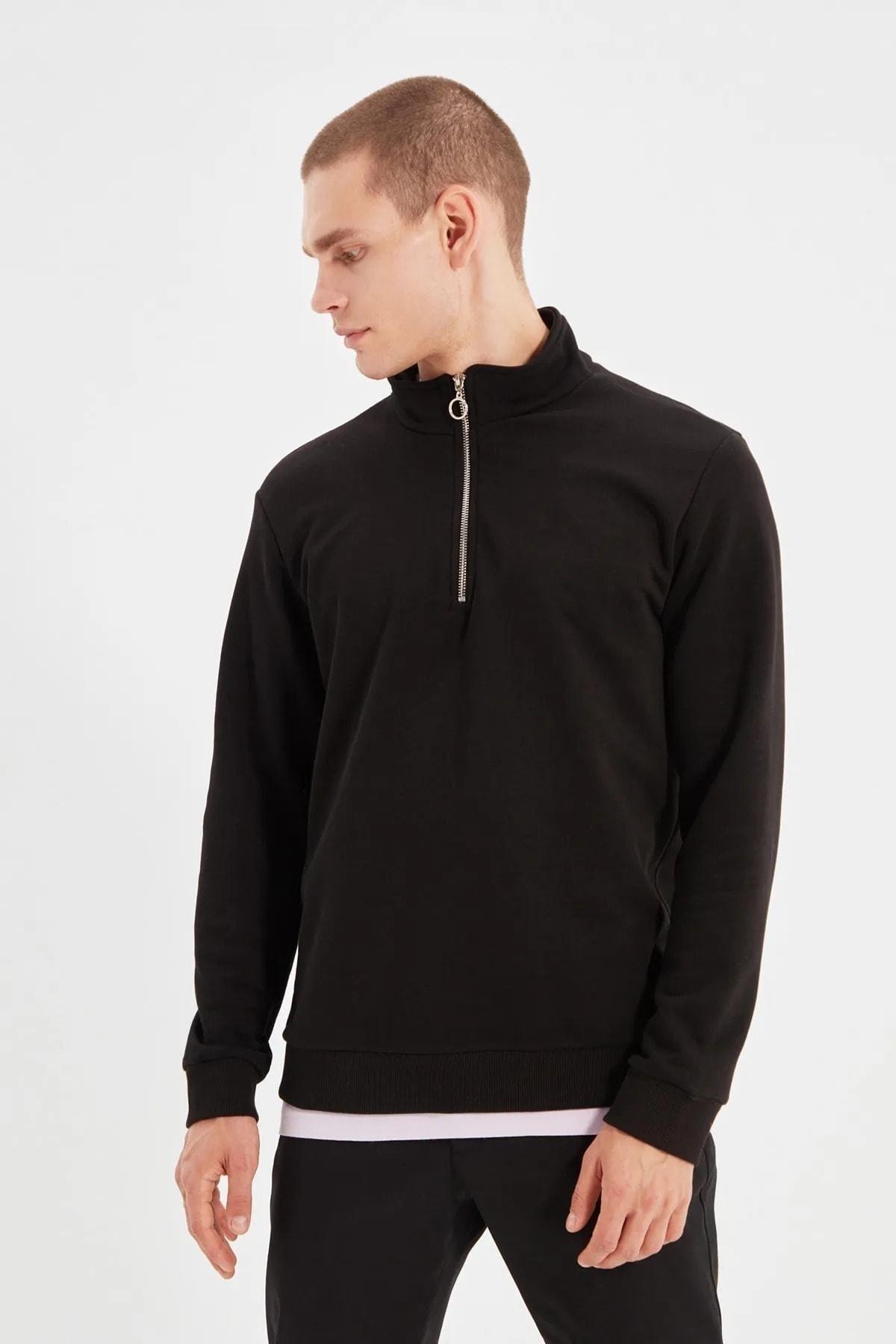 Black Regular Sweatshirt, , large image number 0
