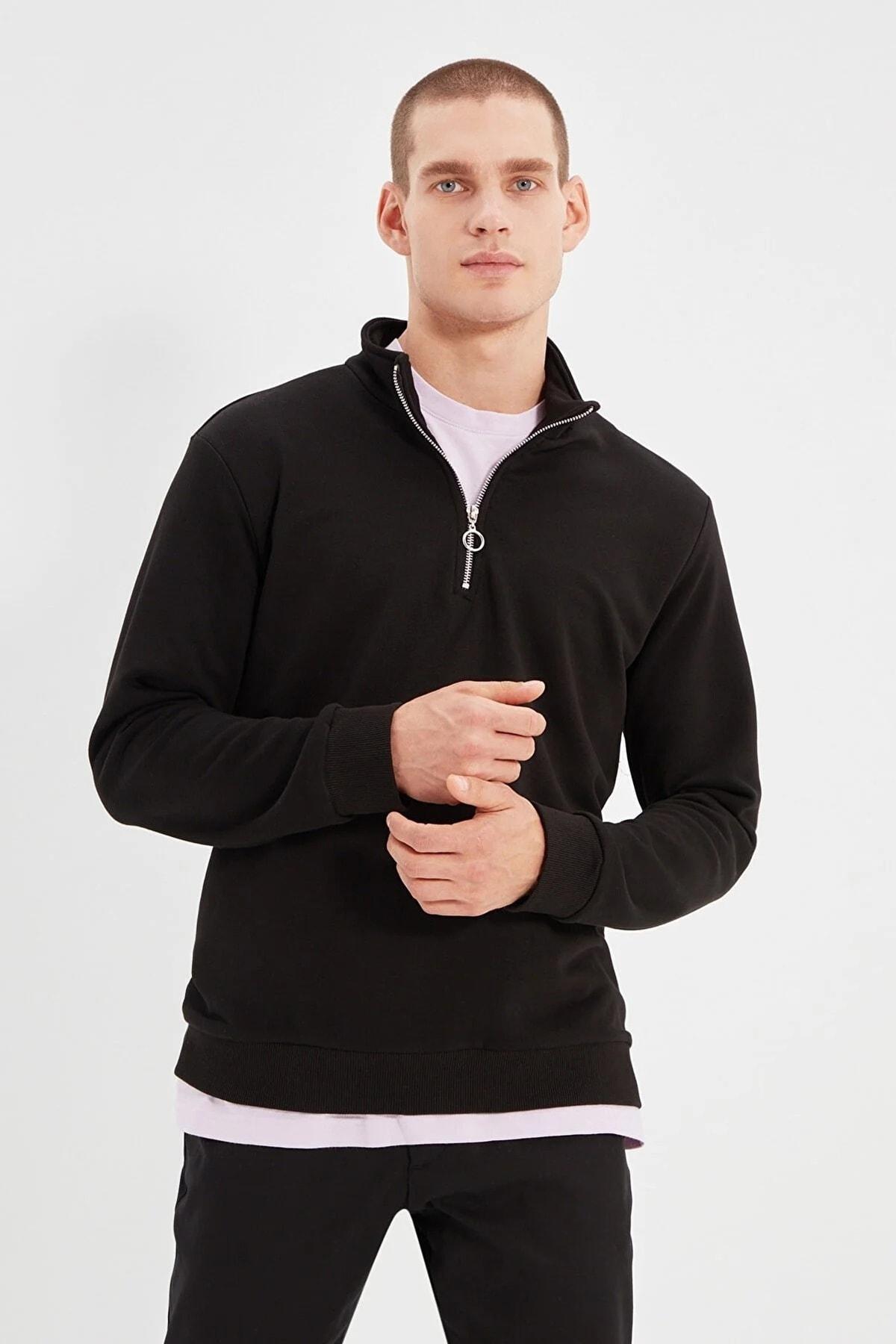 Black Regular Sweatshirt, , large image number 1