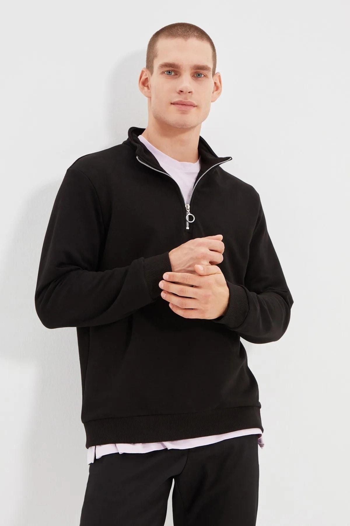 Black Regular Sweatshirt, , large image number 3
