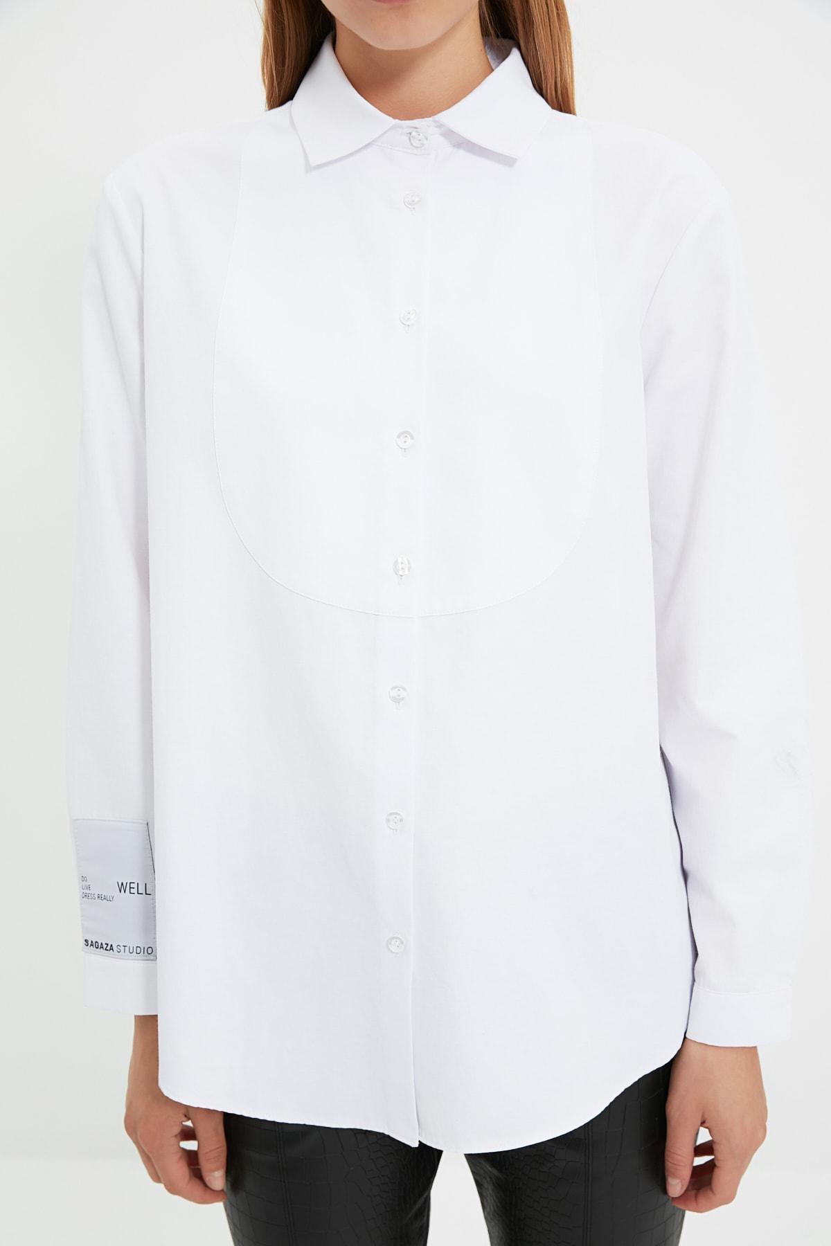 قميص بقصة ضيقة، أبيض, White, large image number 3