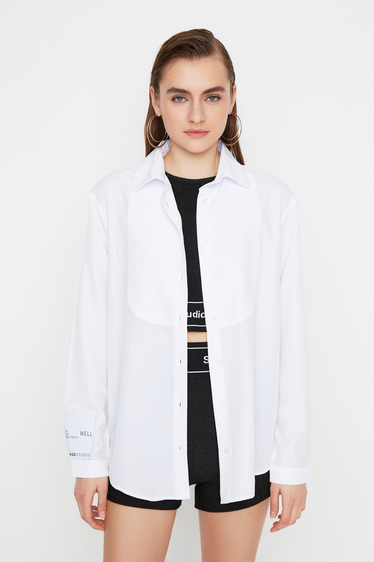 قميص بقصة ضيقة، أبيض, White, large image number 5