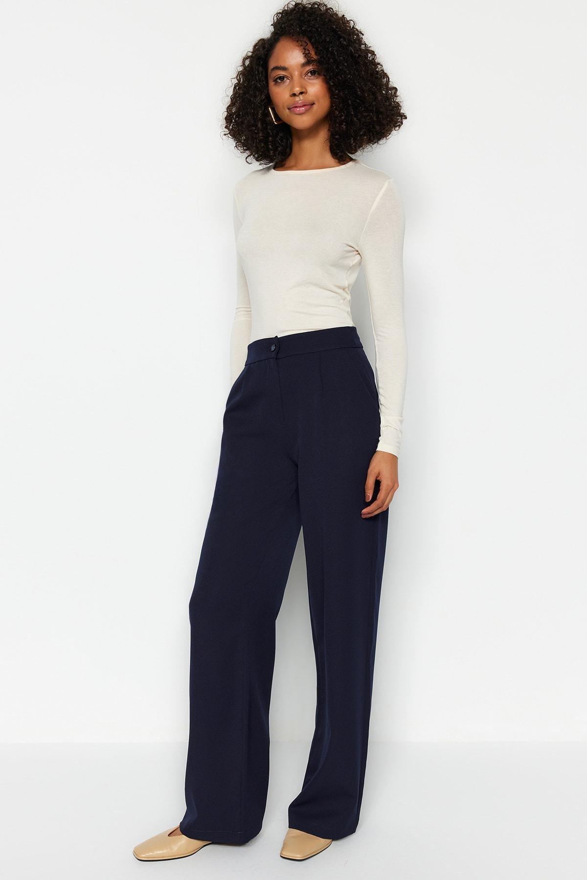 Navy Wide Leg Pants, , large image number 6