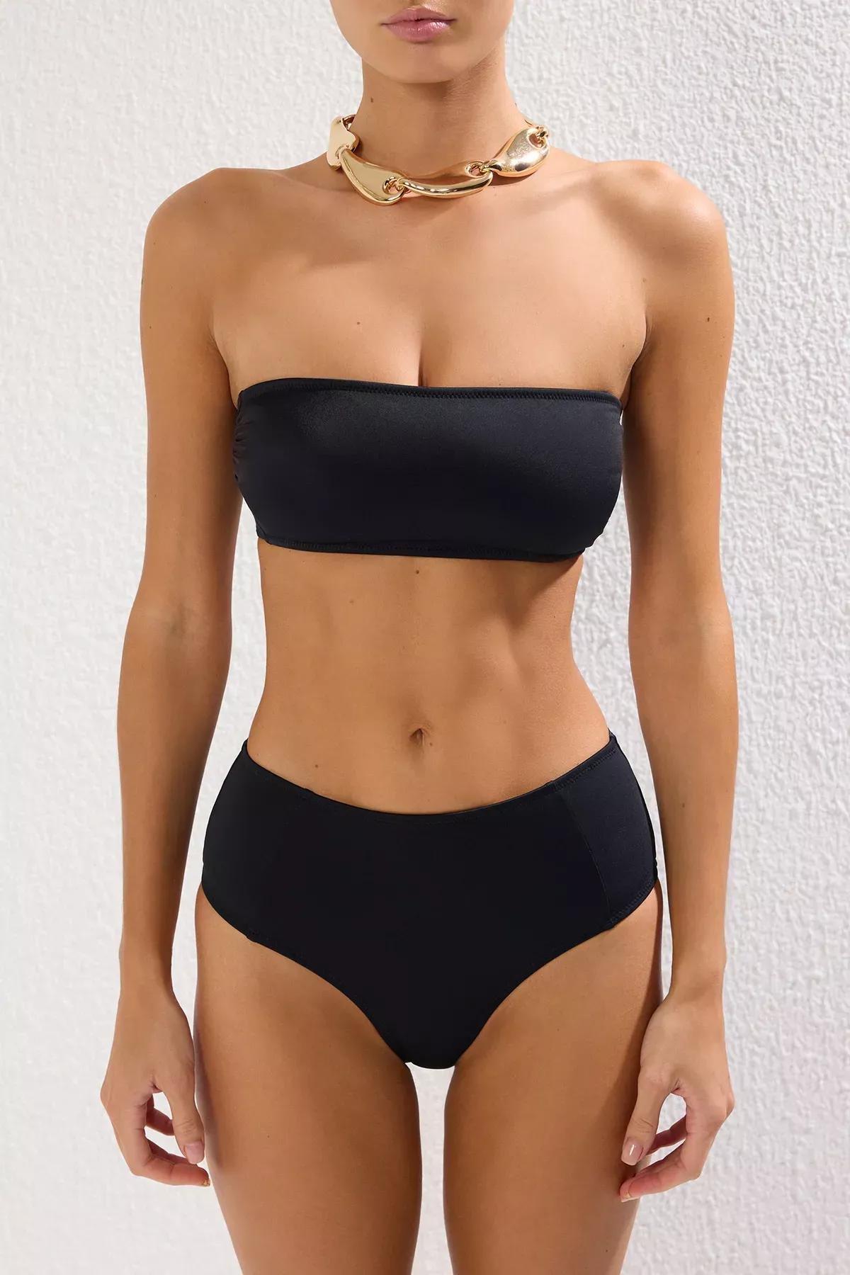 Black Strapless Hipster Bikini Set, , large image number 2