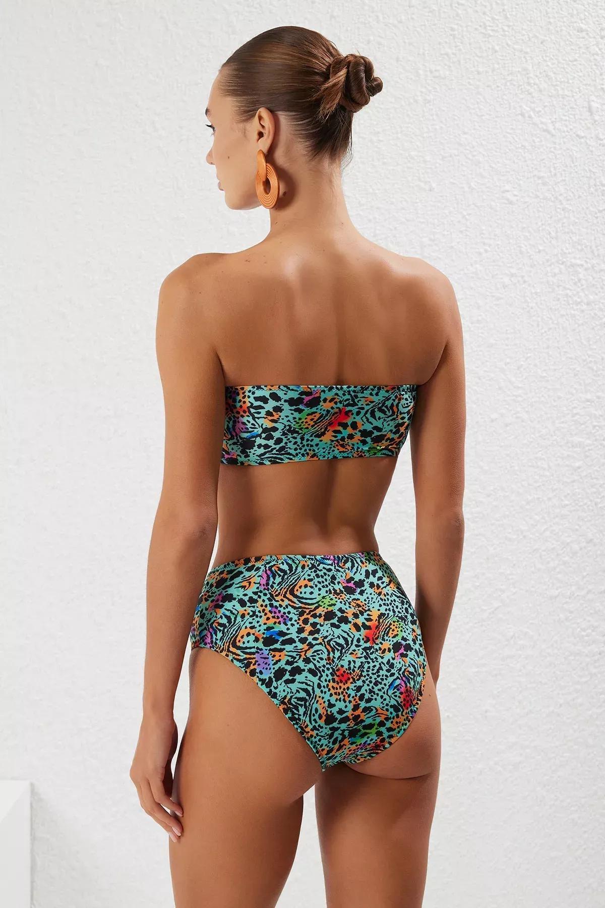 Blue Leopard Strapless Bikini Set, , large image number 4
