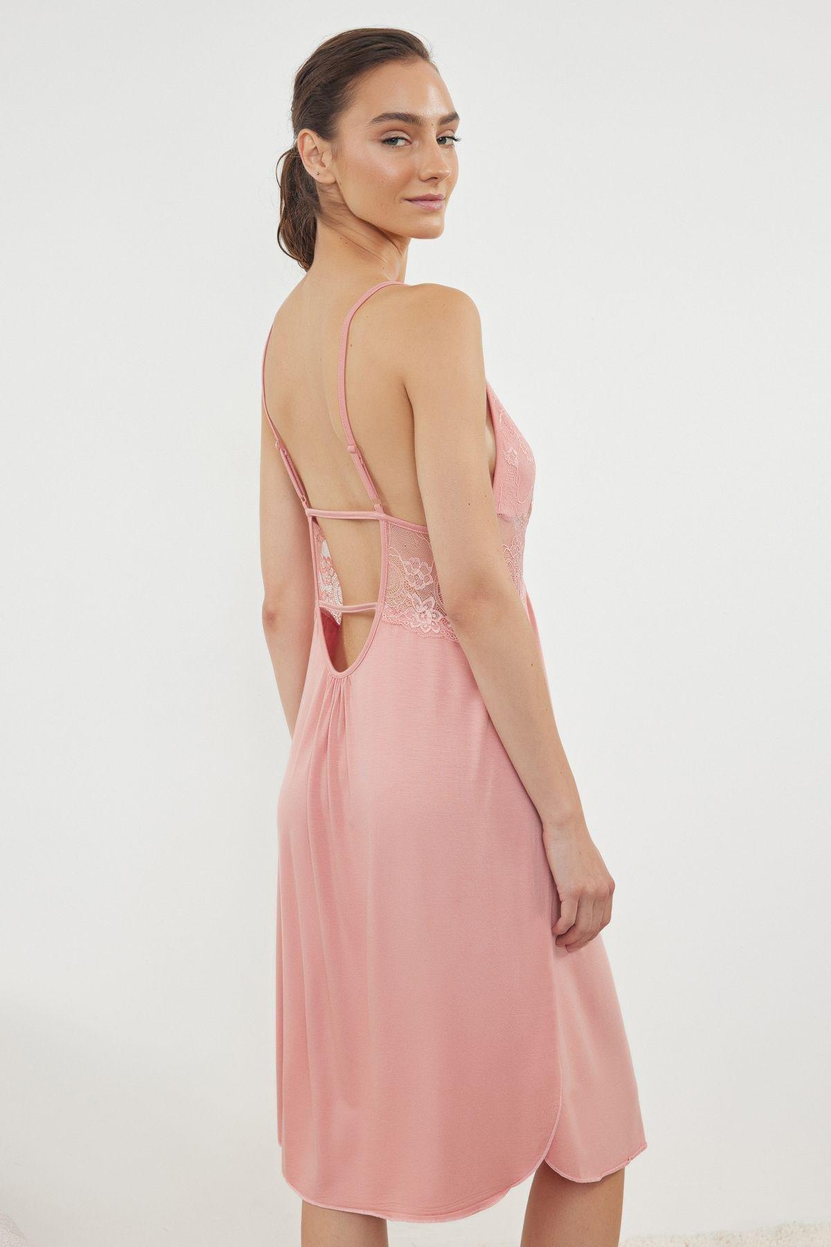 Pink Lace Strap Nightgown, , large image number 2