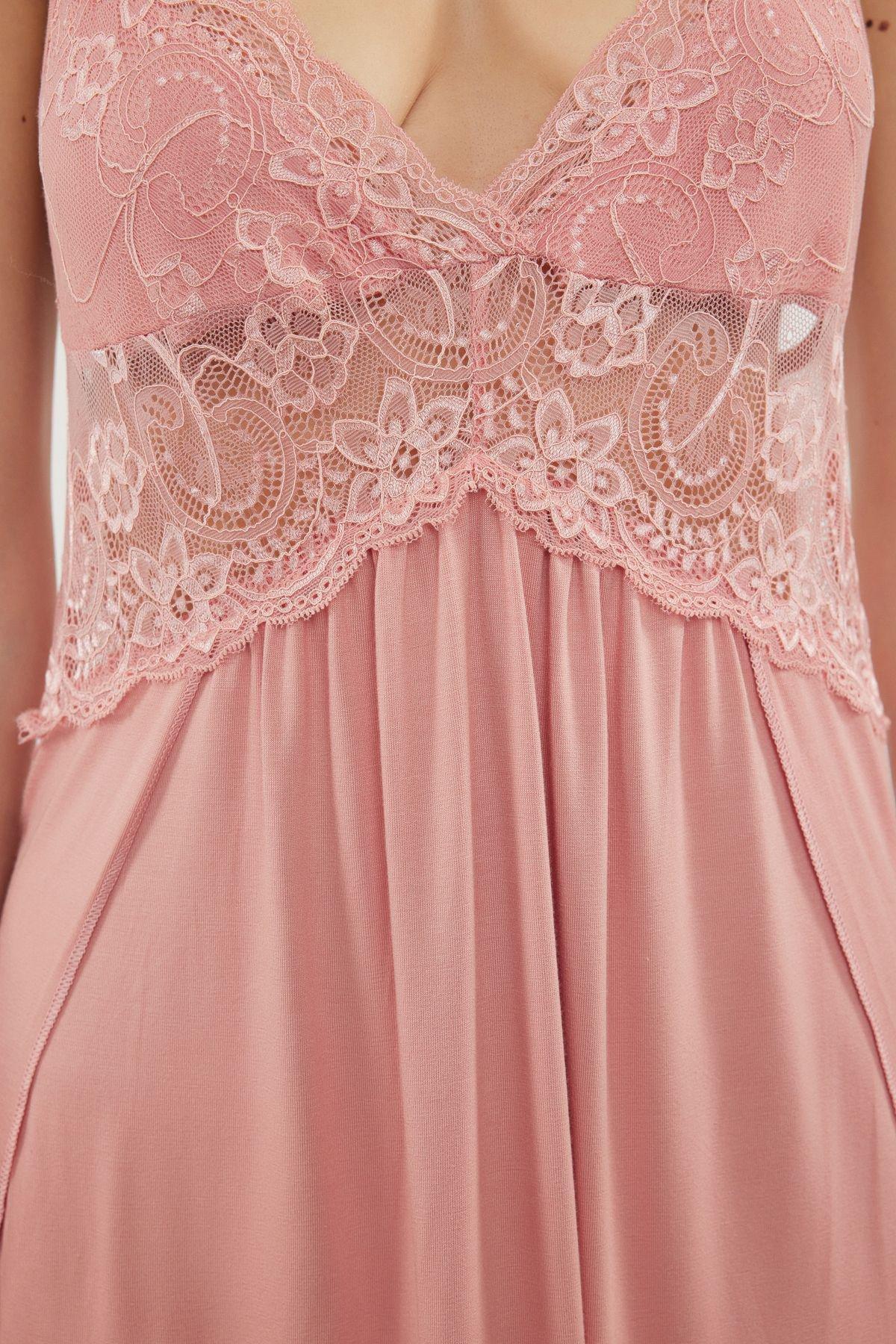 Pink Lace Strap Nightgown, , large image number 4
