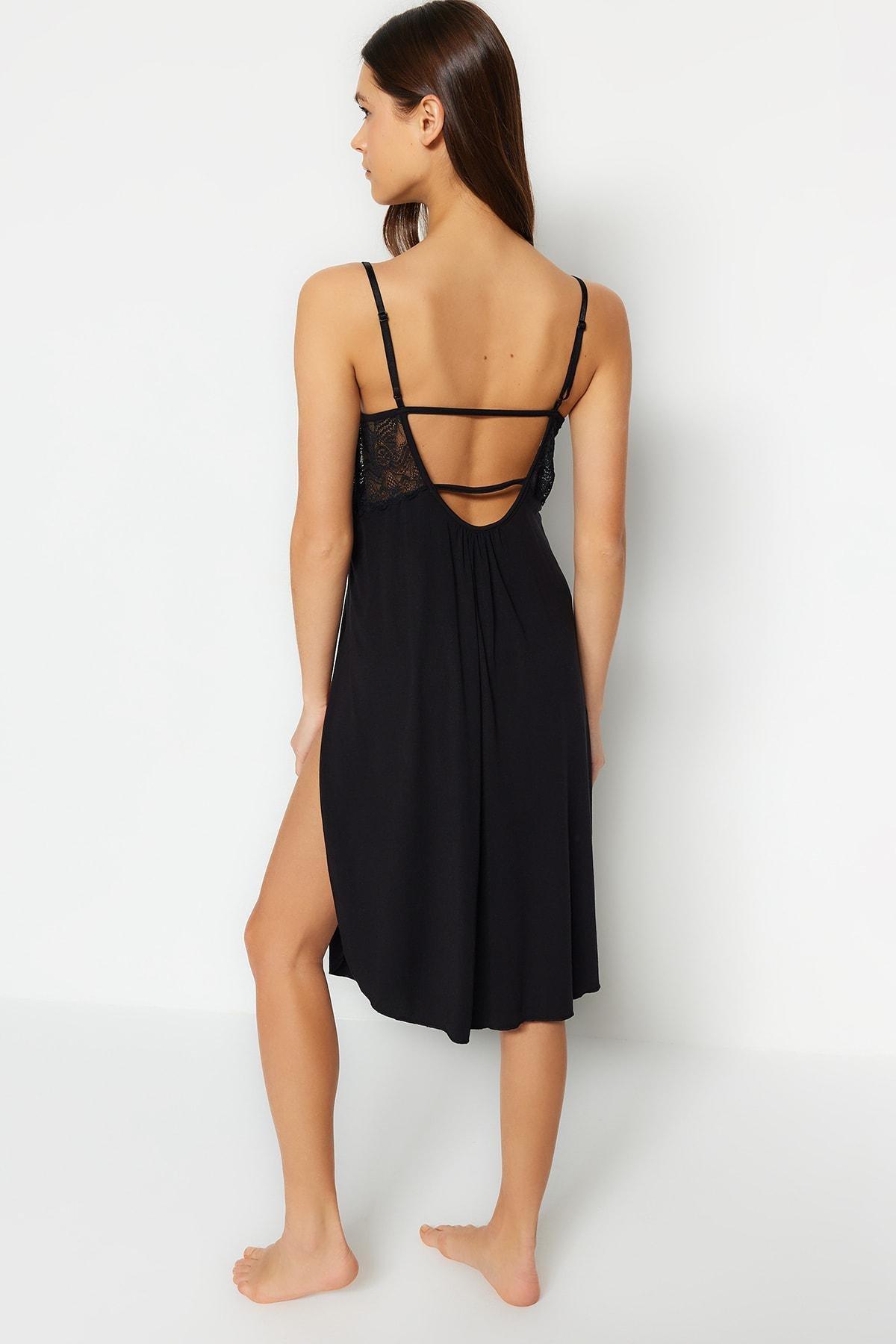 Trendyol - Black V-Neck Nightgown