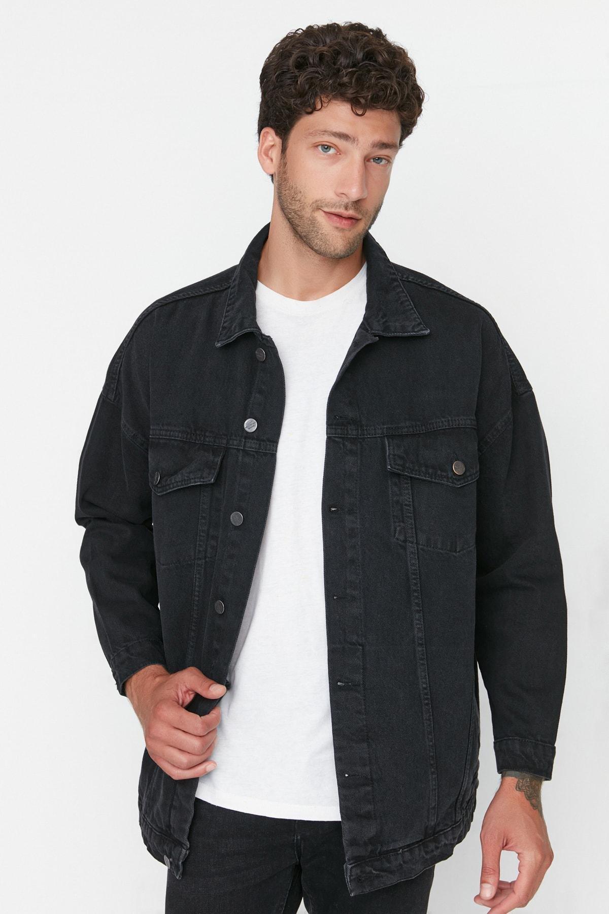 Grey Cotton Oversize Double-Breasted Jacket, , large image number 0