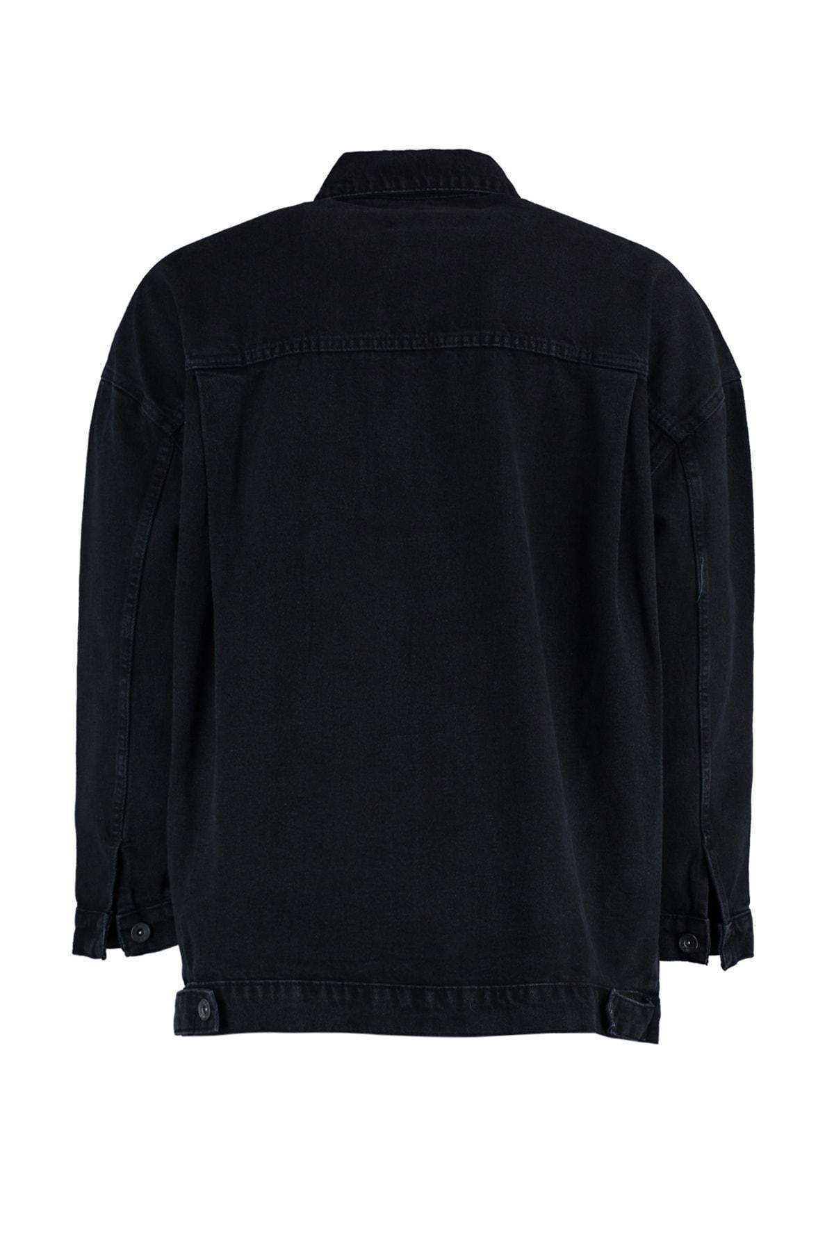 Grey Cotton Oversize Double-Breasted Jacket, , large image number 9