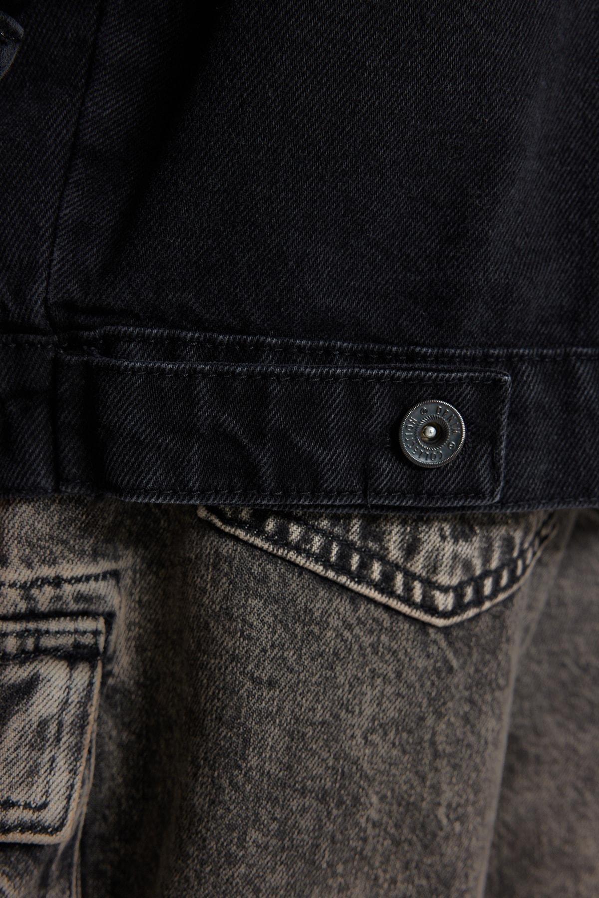 Grey Cotton Oversize Double-Breasted Jacket, , large image number 10