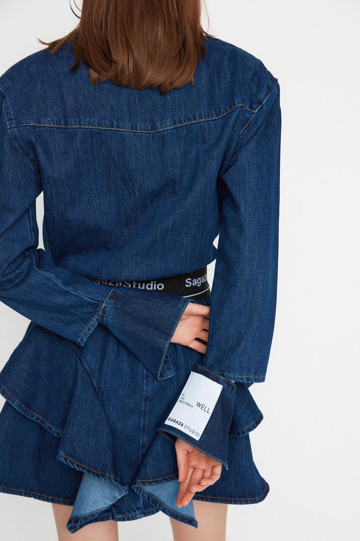 Blue Skater Mini Dress, , large image number 4