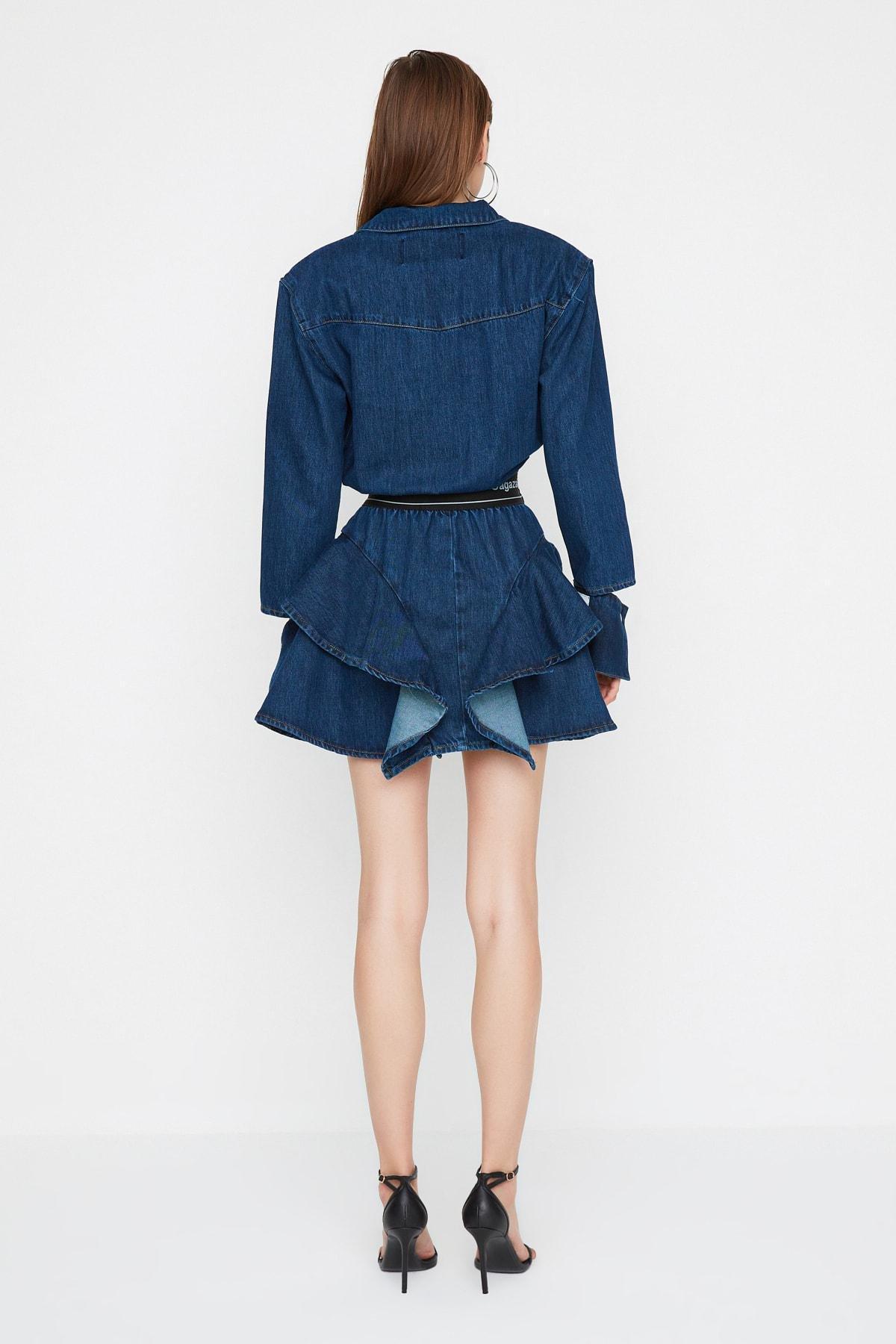 Blue Skater Mini Dress, , large image number 6
