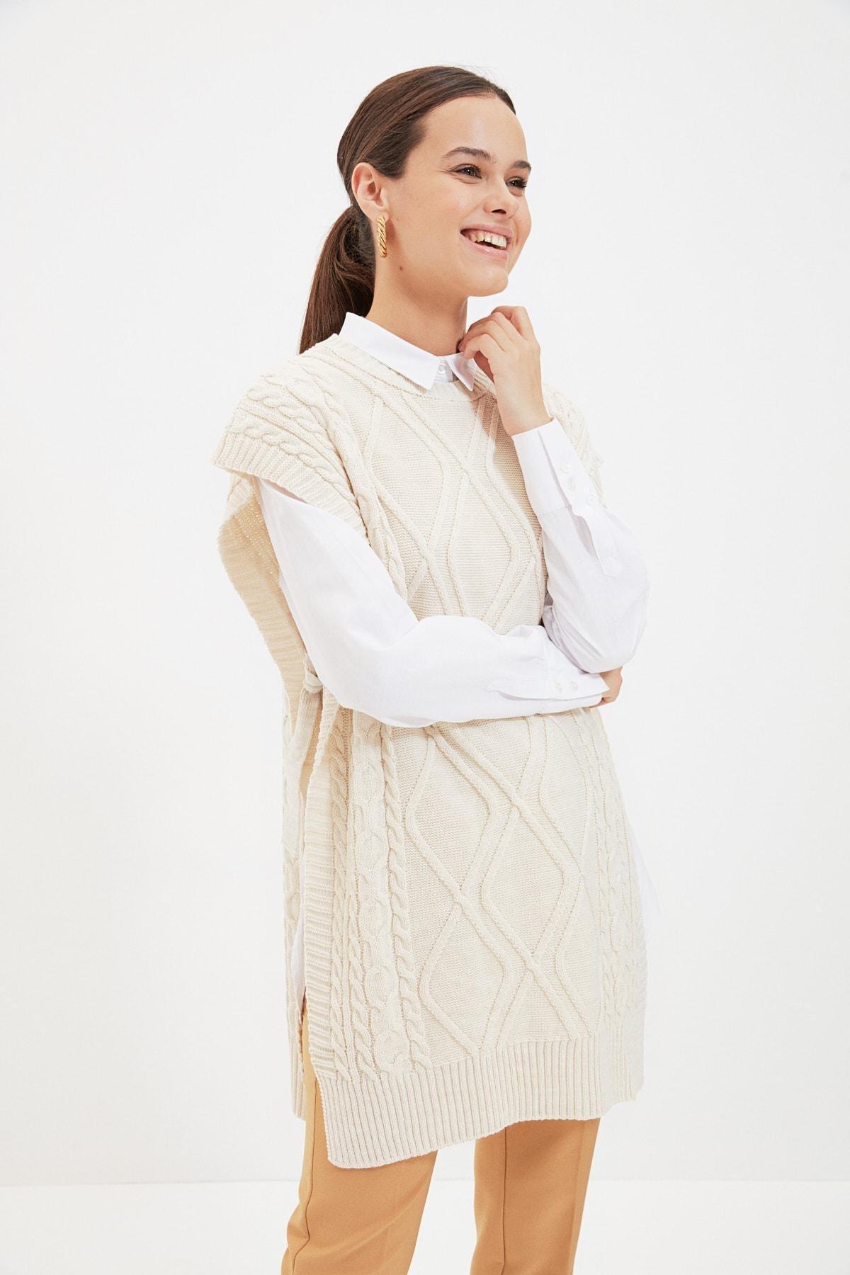 Beige Crew Neck Sweater, , large image number 0