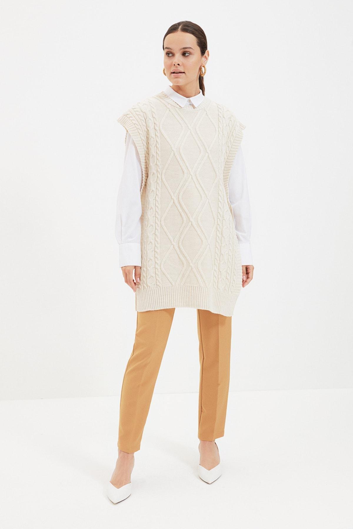 Beige Crew Neck Sweater, , large image number 1