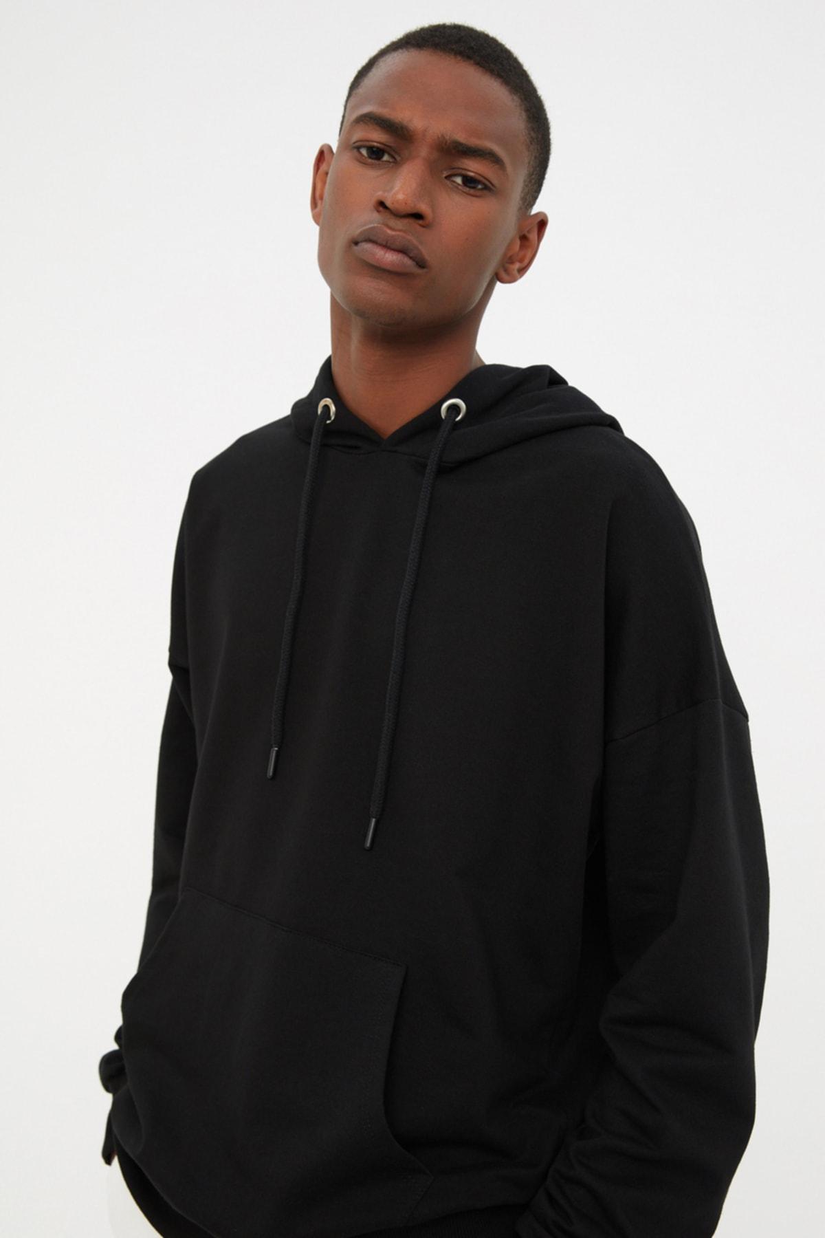Black Oversize Hooded Sweatshirt, , large image number 3