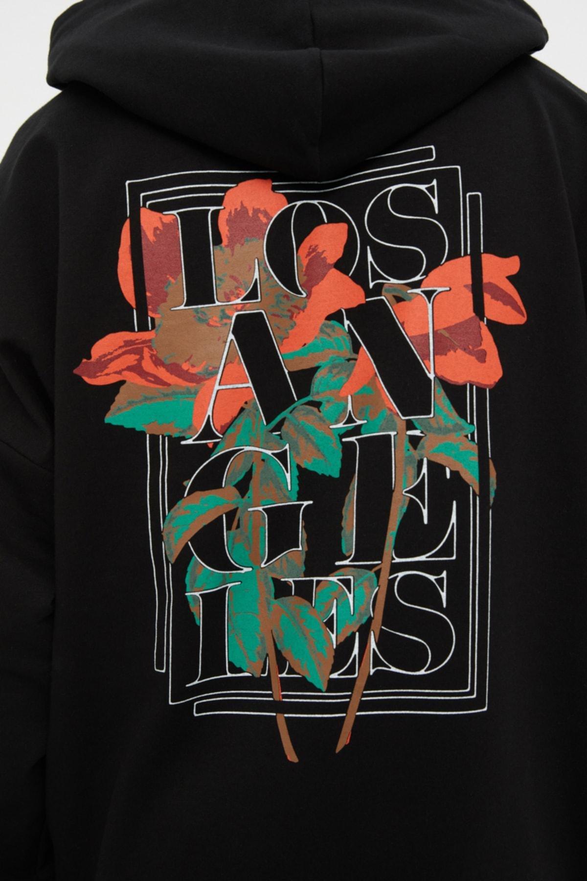 Black Oversize Hooded Sweatshirt, , large image number 4