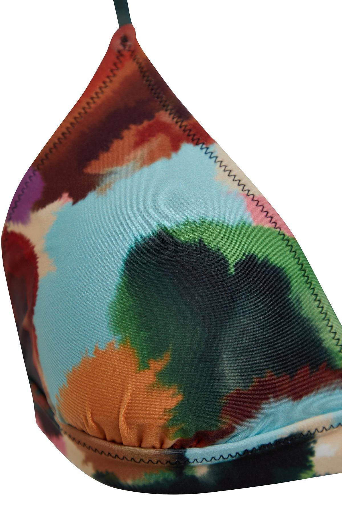 Multicolour Patterned Triangle Bikini Set, , large image number 5