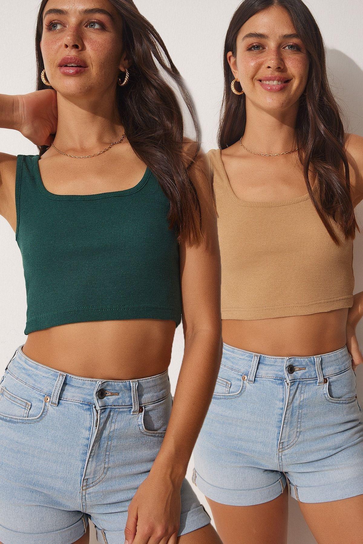Biscuit Emerald Green 2-Pack Crop Shirt, C101_6149, large image number 0