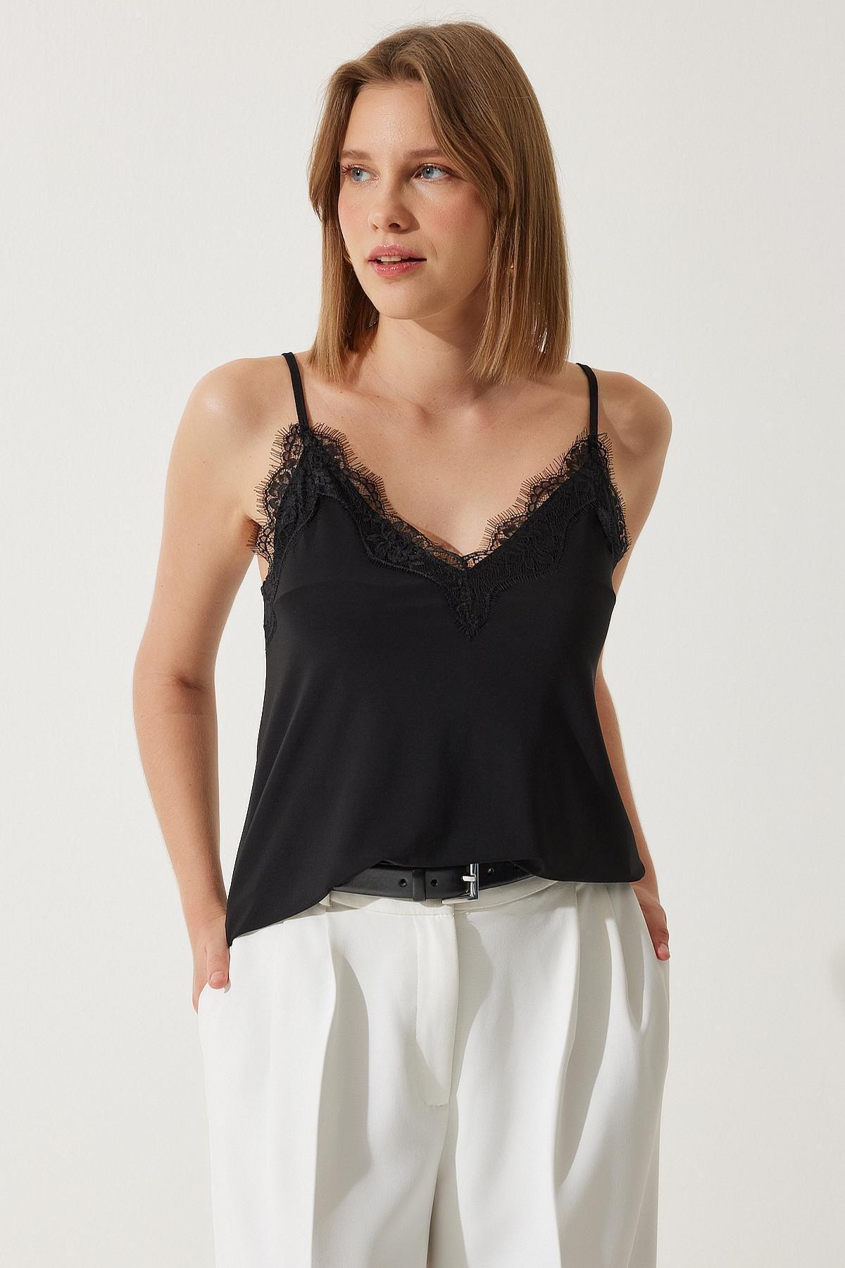 Black V-Neck Blouse, , large image number 3
