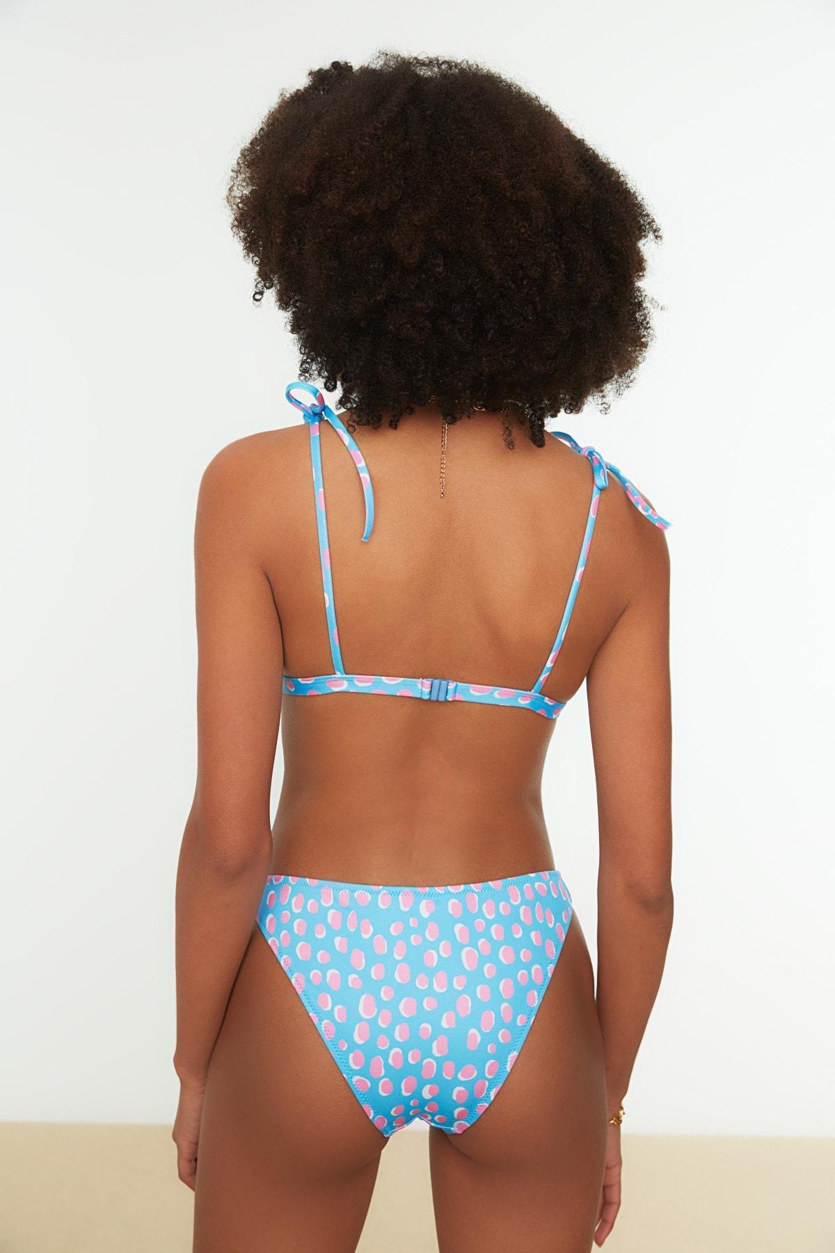Trendyol - Blue Polka Dot Bikini Set