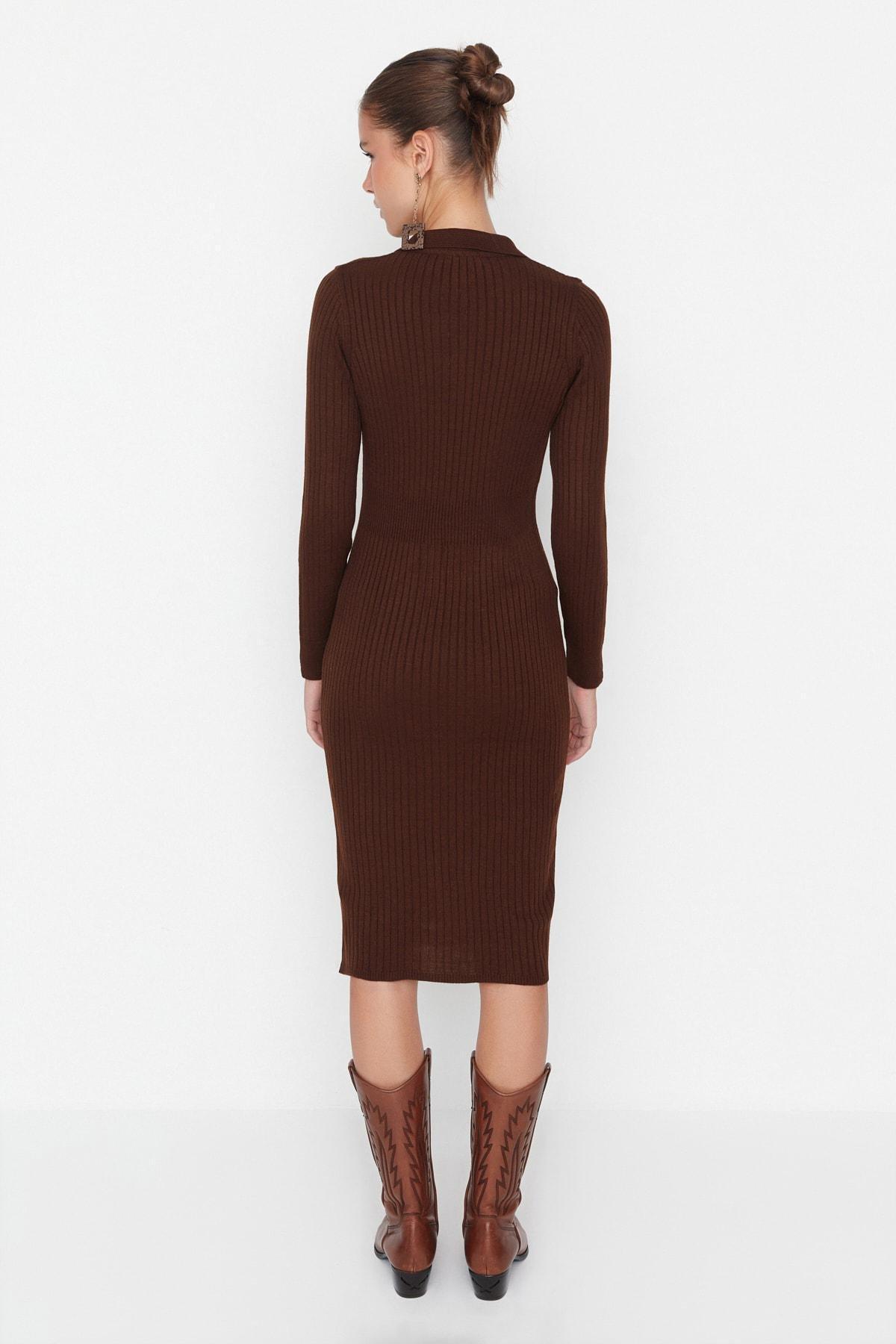 Brown Bodycon Midi Dress, , large image number 4