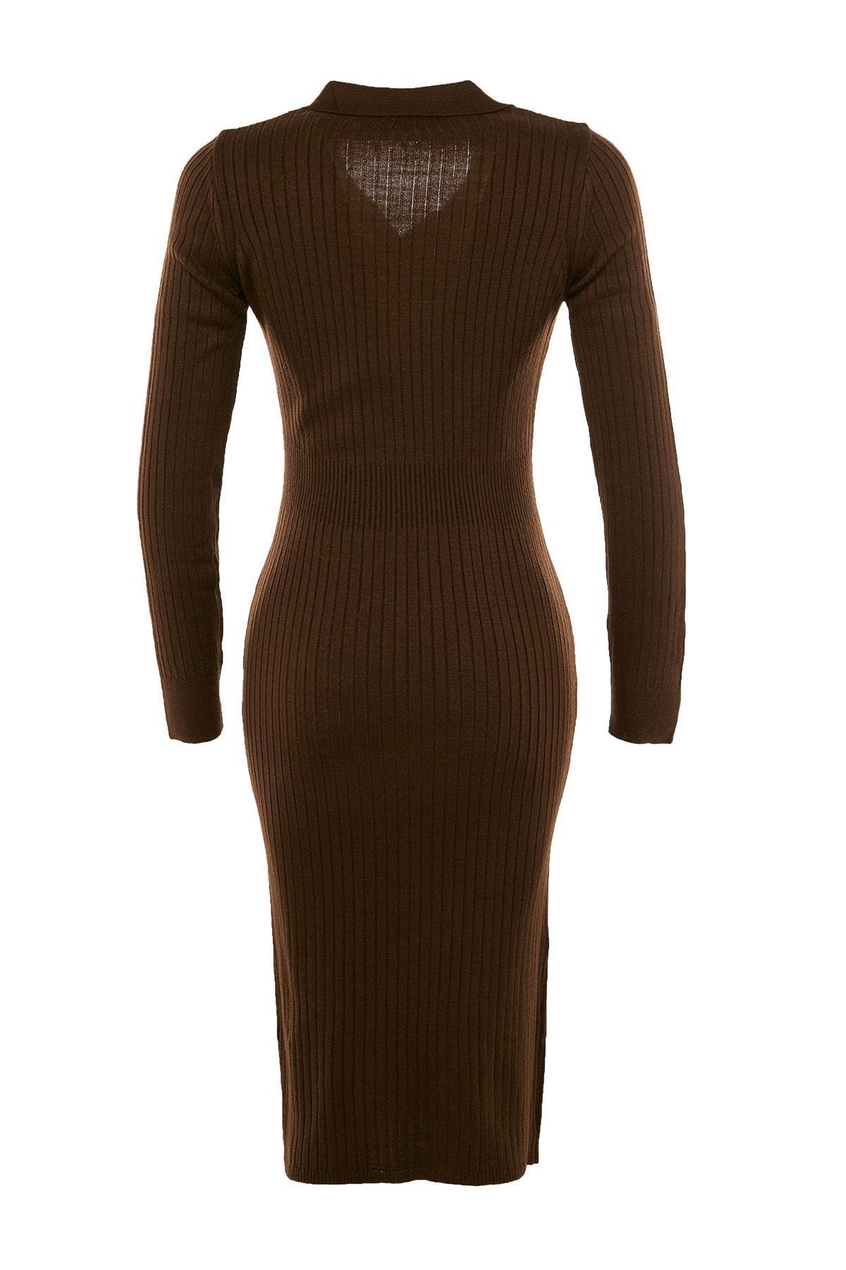 Trendyol - Brown Bodycon Midi Dress