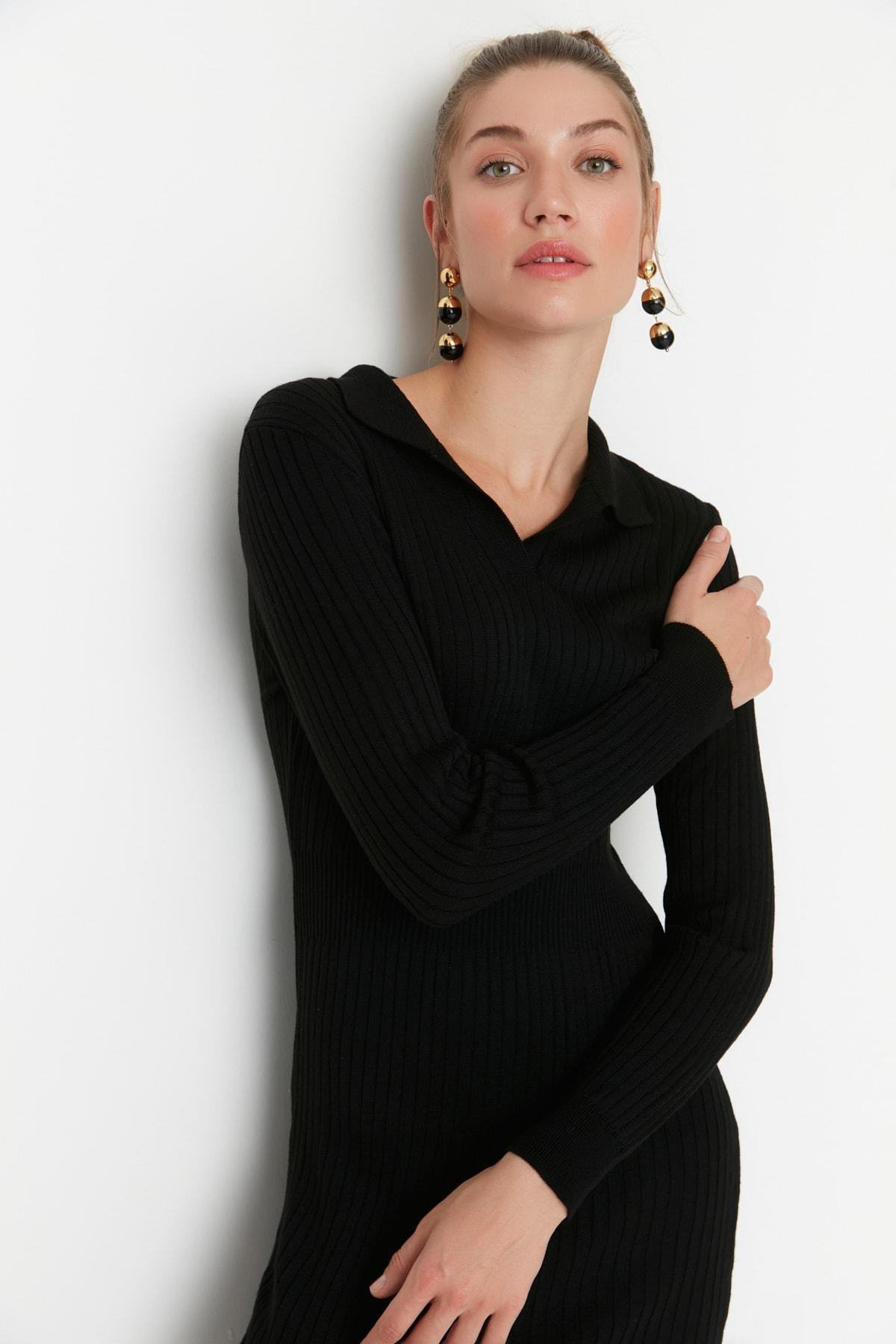 Black Bodycon Midi Dress, Black, large image number 2