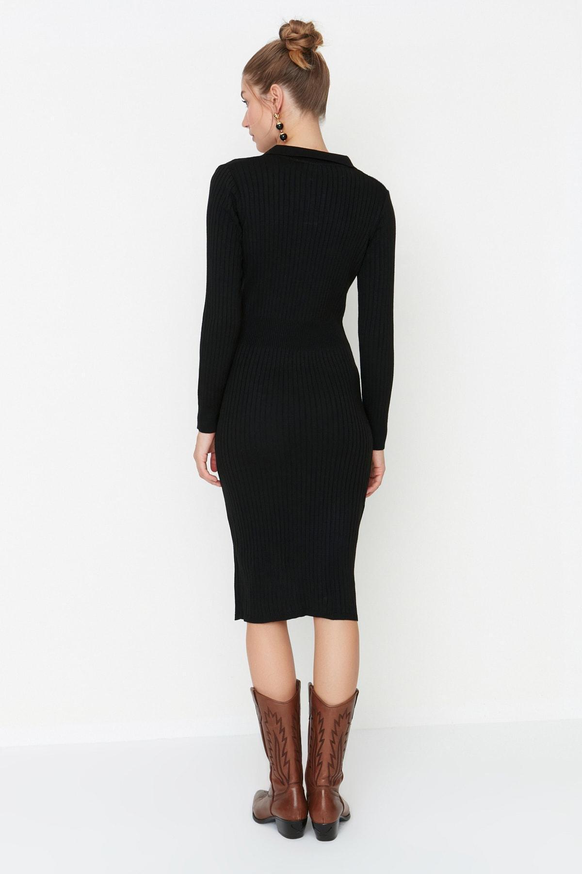 Black Bodycon Midi Dress, Black, large image number 4