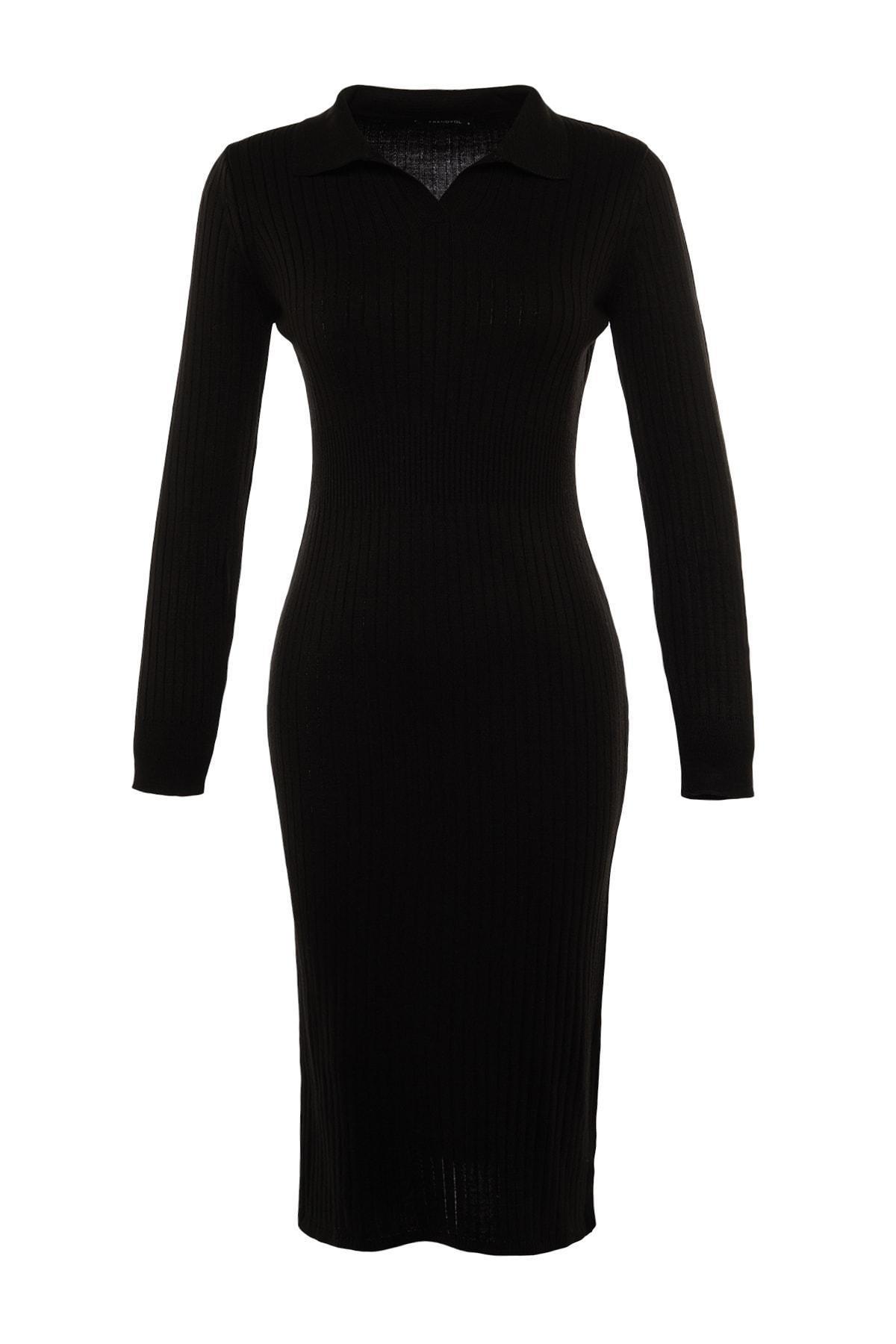Black Bodycon Midi Dress, Black, large image number 5