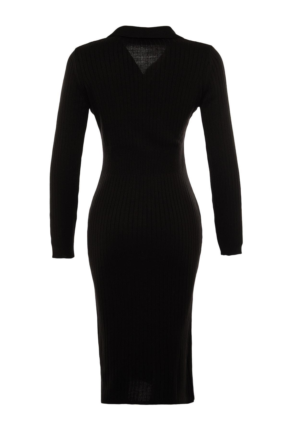 Black Bodycon Midi Dress, Black, large image number 6